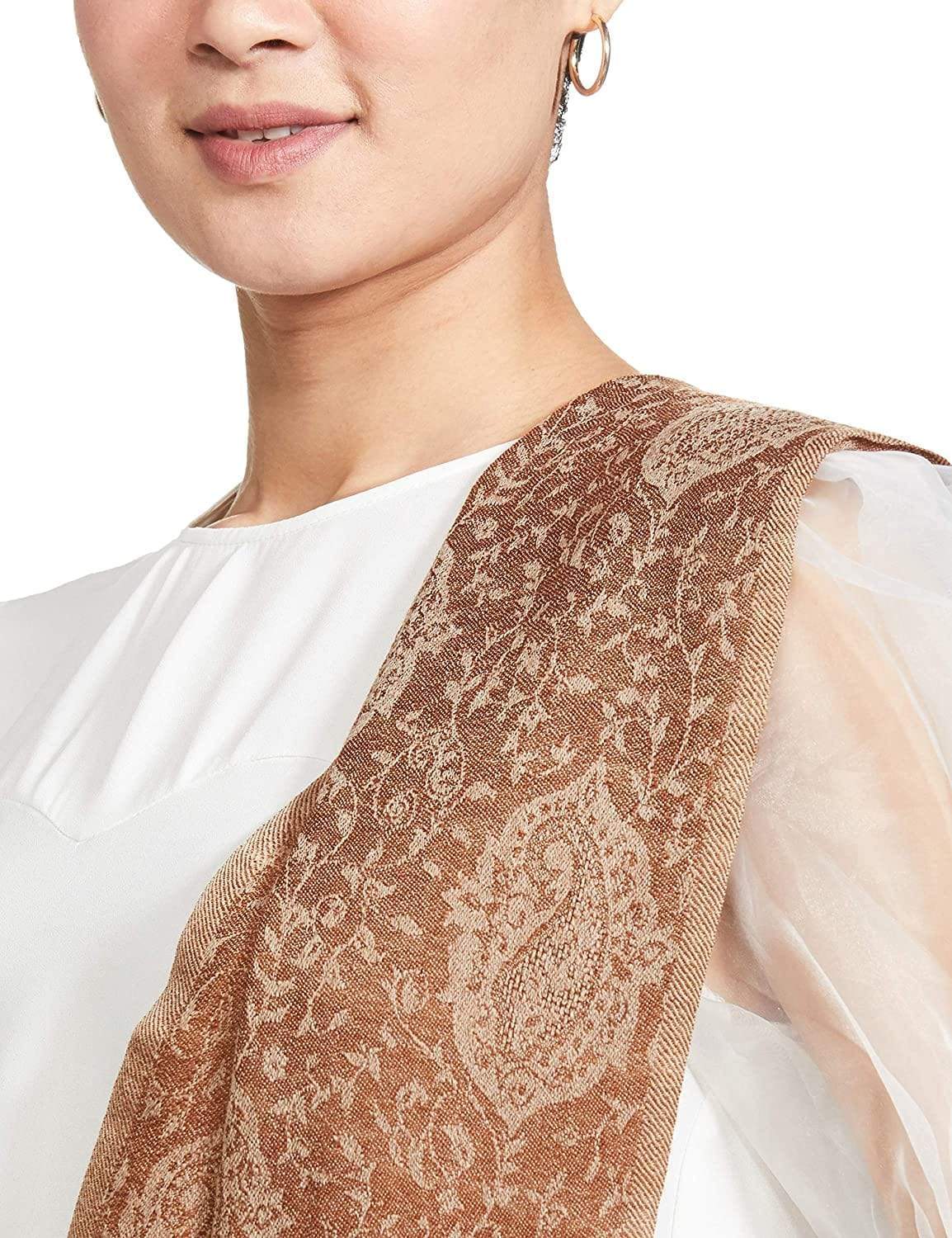 Pashtush Women'S Soft Wool, Reversible Stole Scarf, Espresso Brown - Image 7