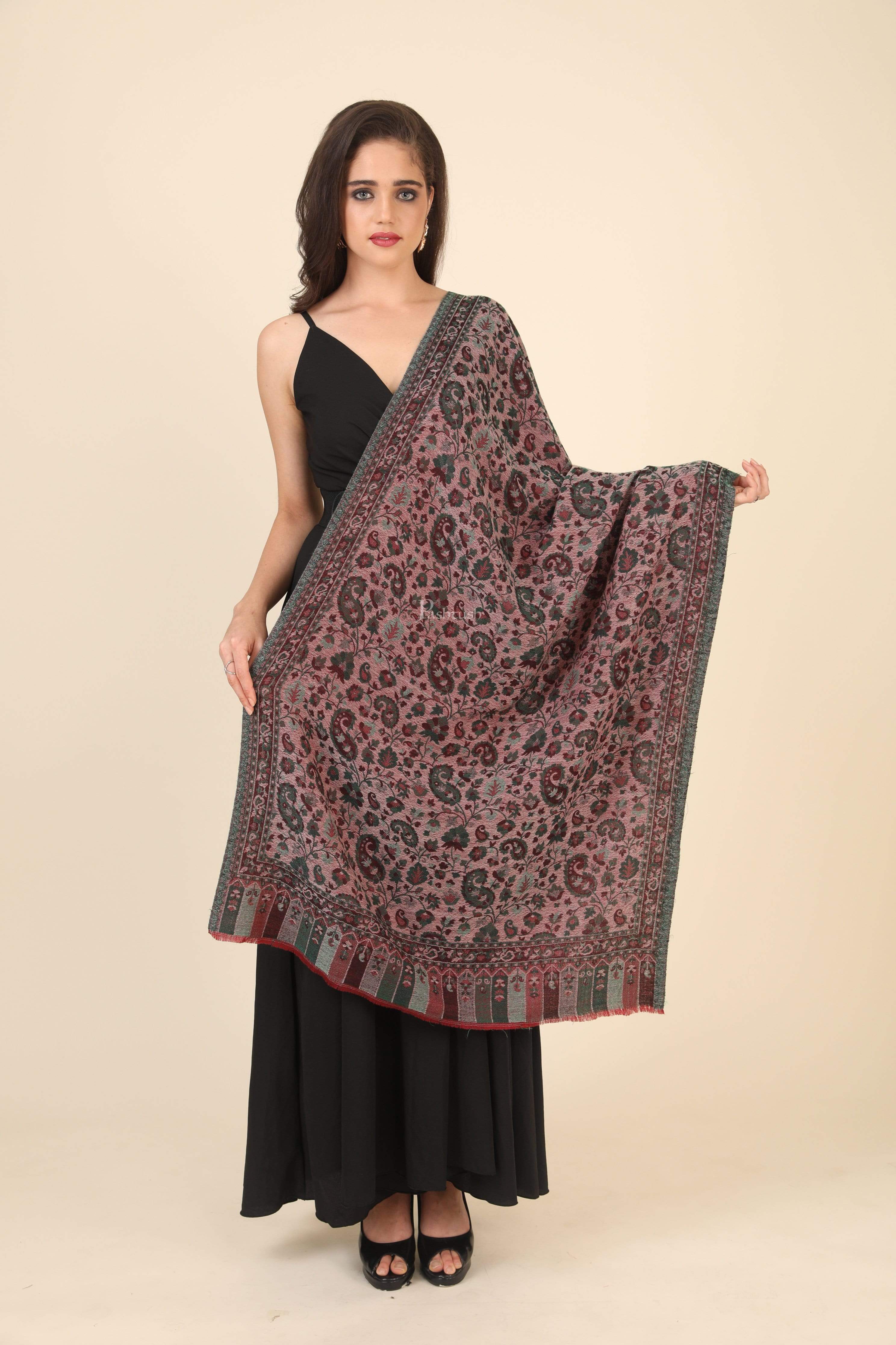 Pashtush Women'S Soft Wool, Reversible Stole, Scarf, Ethnic Weave - Image 2