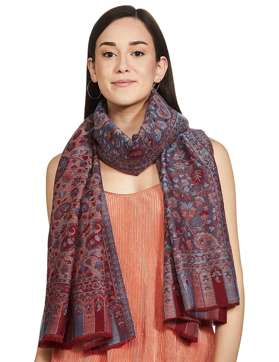 Pashtush Women'S Soft Wool, Reversible Stole, Scarf, Ethnic Weave, Peel Lilac - Image 6