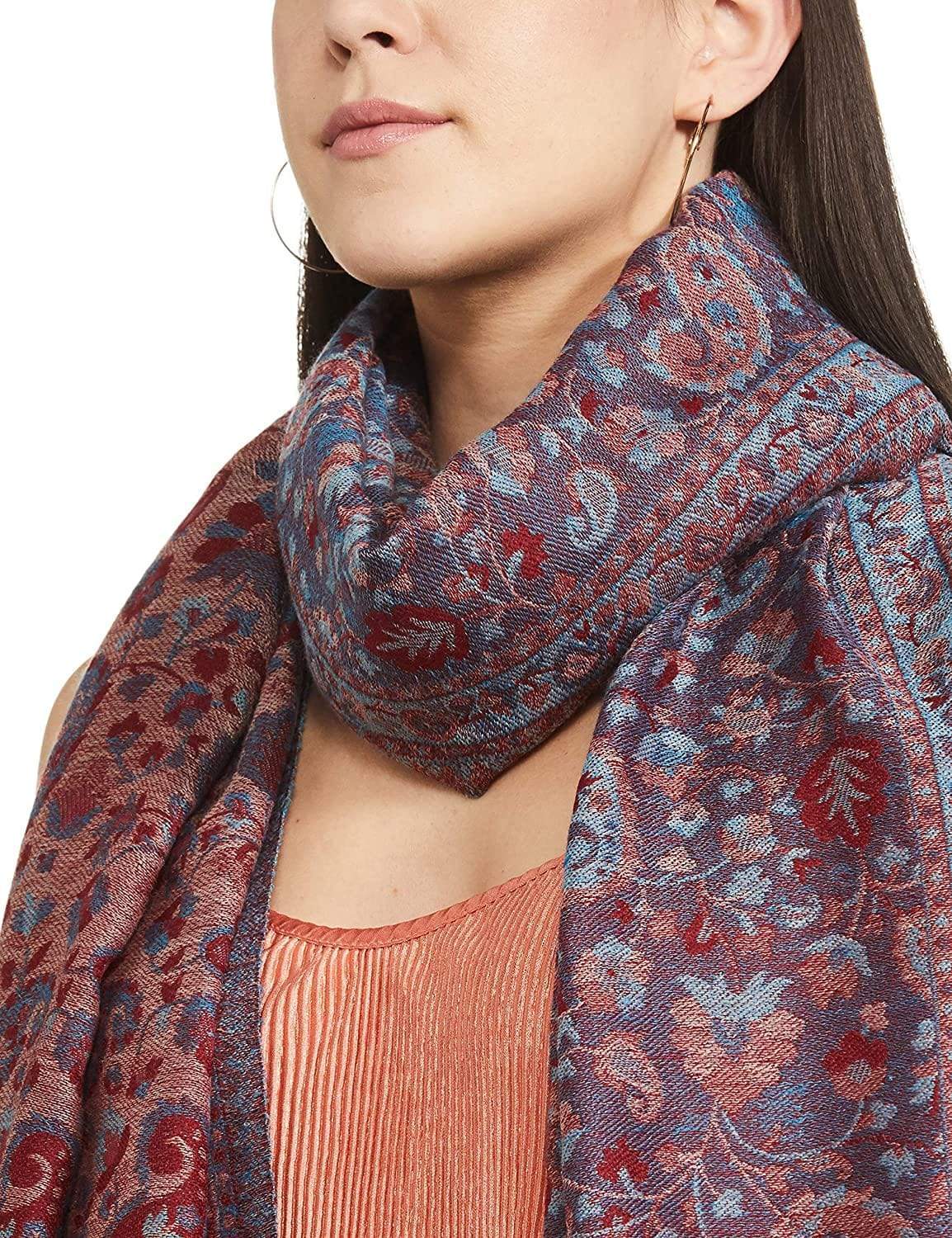 Pashtush Women'S Soft Wool, Reversible Stole, Scarf, Ethnic Weave, Peel Lilac - Image 7