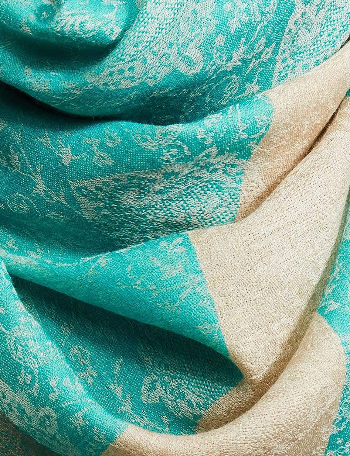 Pashtush Women Green Grey Woven Design Designer Stole - Image 4