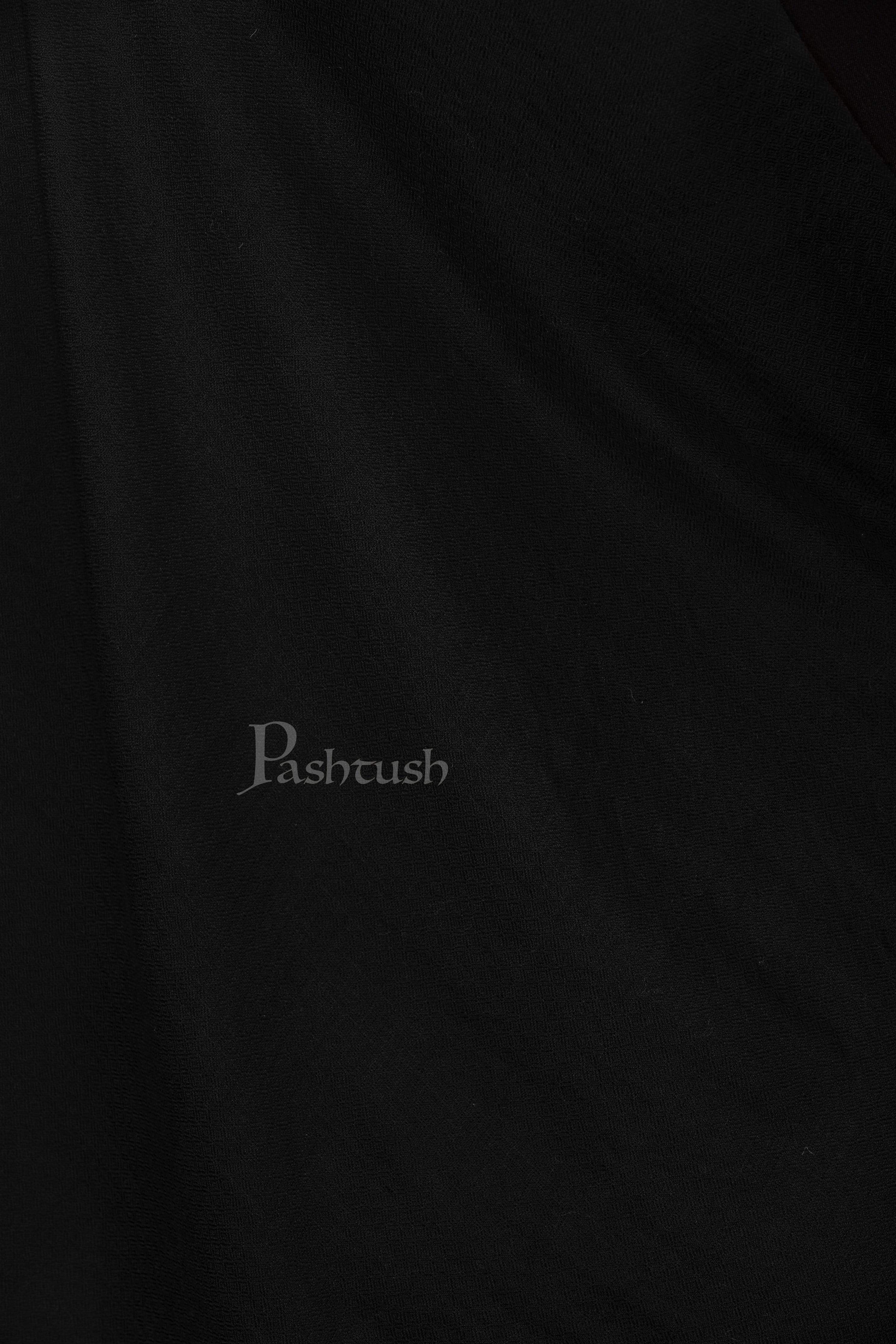 Pashtush Womens Softest Rich Cashmere Scarf, With Diamond Weave, Deep Black - Image 2