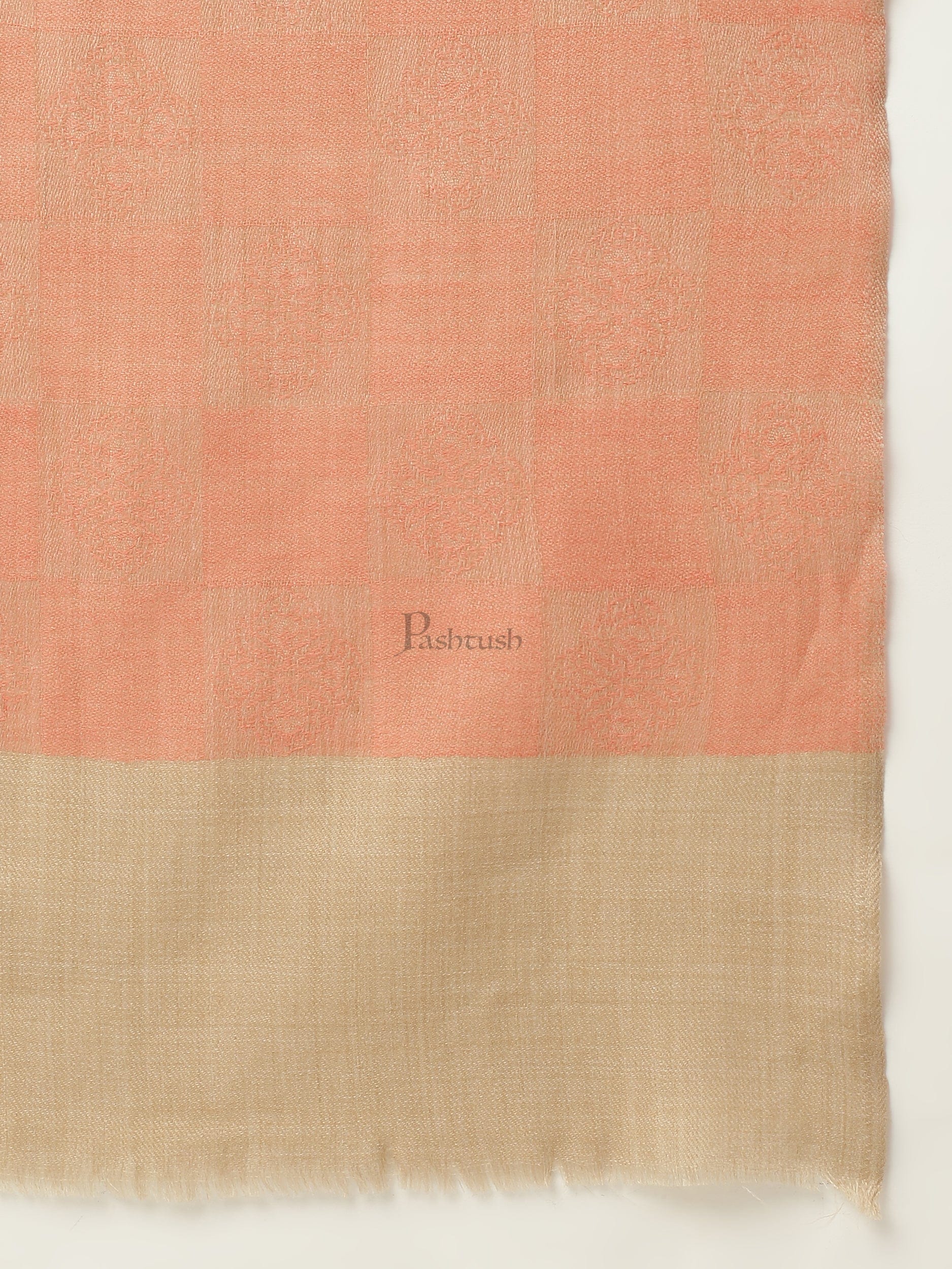 Pashtush womens Stole, Checkered design, Peach - Image 3