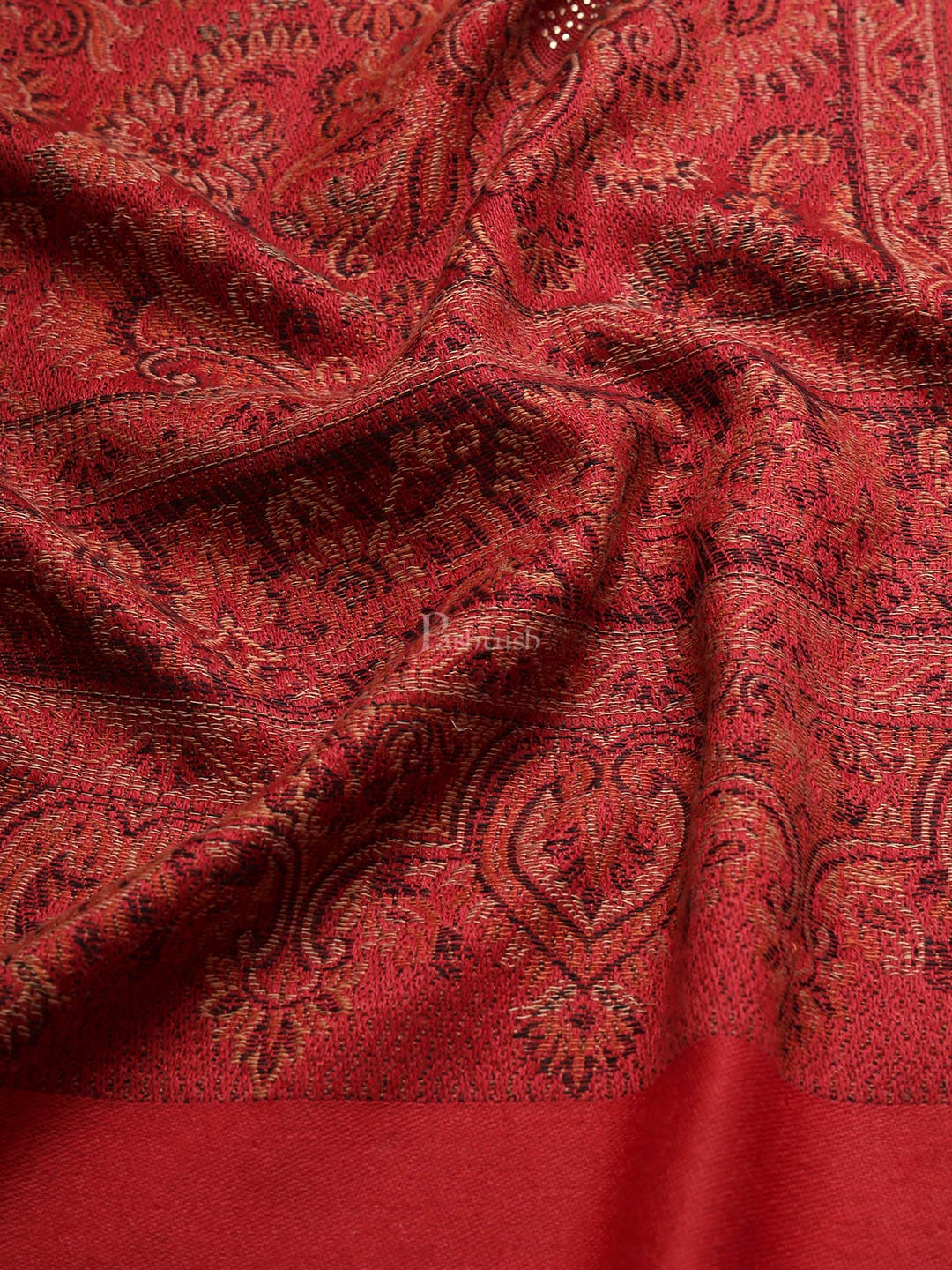 Pashtush Womens Stole, Faux Pashmina, With Embellished Crystals, Crimson - Image 2