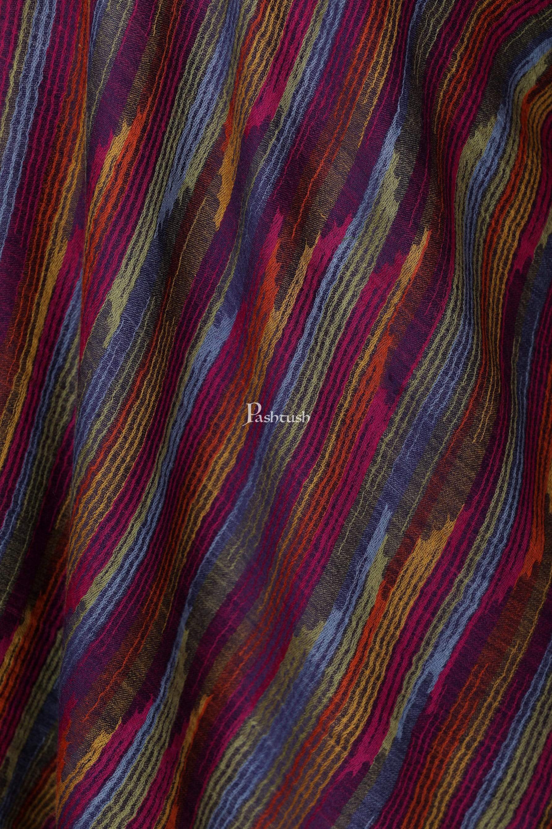 Pashtush Womens Striped Reversible Stole, 100% Pure Wool With Woolmark Certification - Image 3