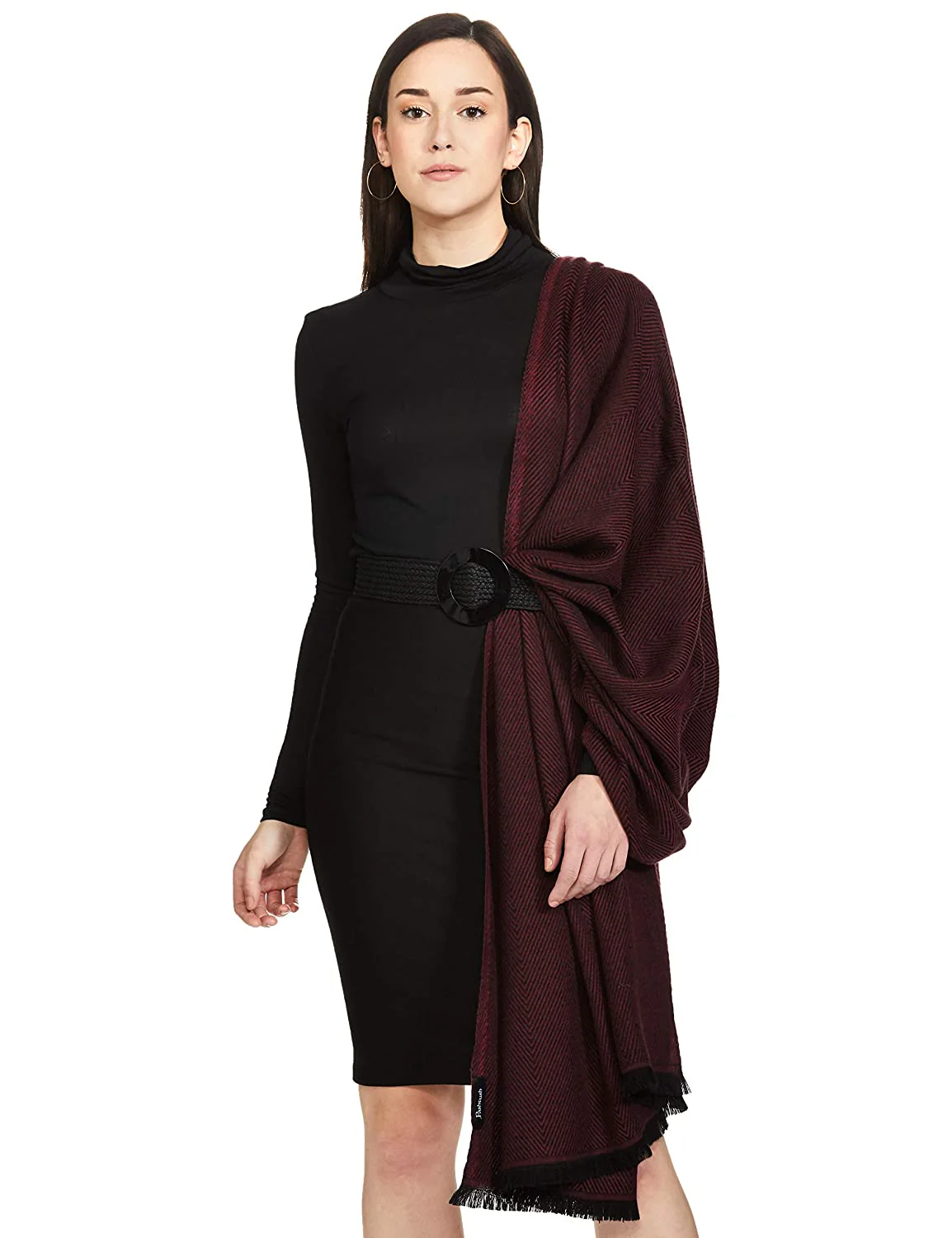 Pashtush Womens Thick And Warm Woollen Throw, Blowout Burgundy - Image 2