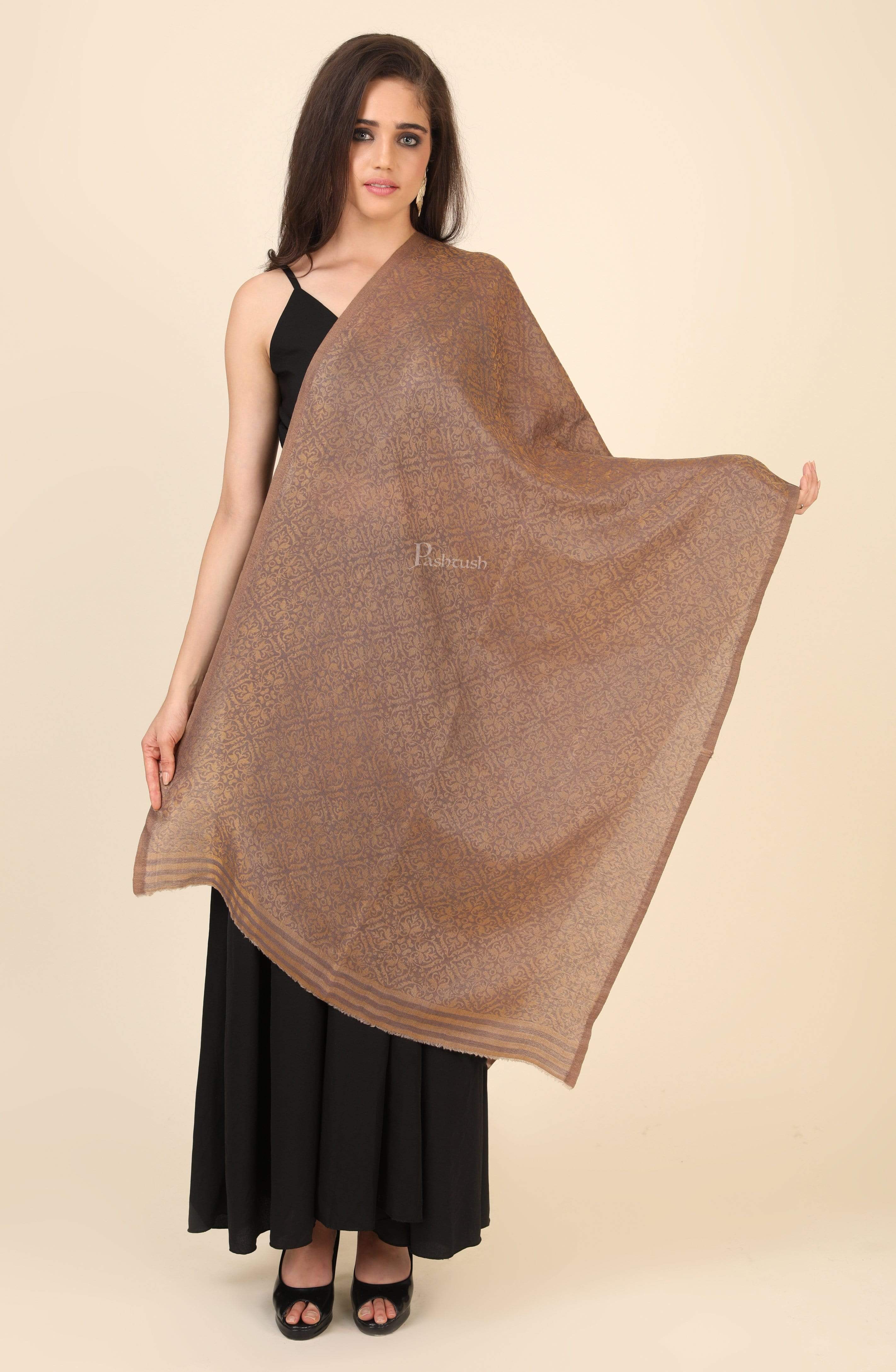Pashtush Womens Twilight Collection, Jacquard Shawl, With Metallic Thread Weave, Fine Wool - Image 3