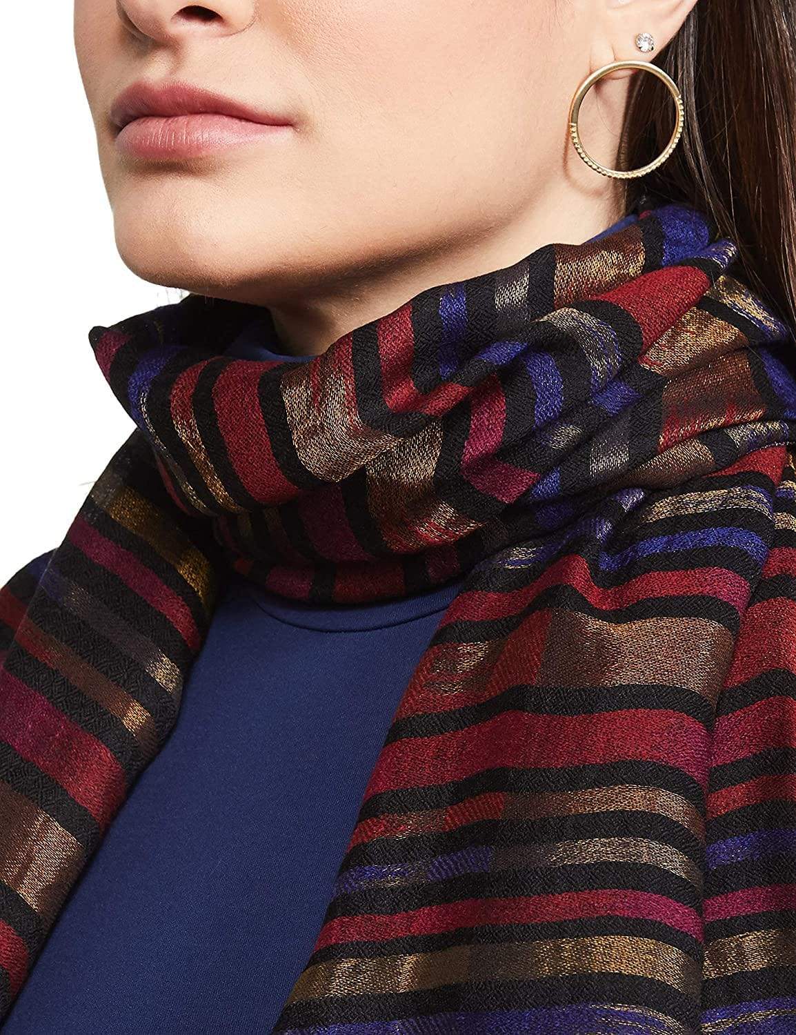 Pashtush Womens Twilight Collection, Reversible With Metallic Thread Weave, Fine Wool - Image 2
