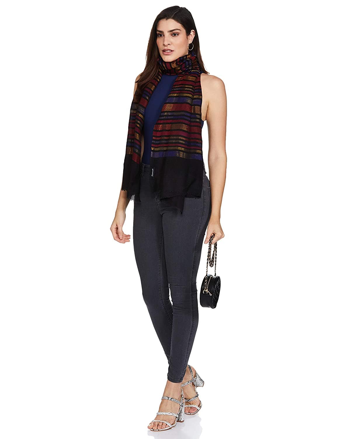 Pashtush Womens Twilight Collection, Reversible With Metallic Thread Weave, Fine Wool - Image 3