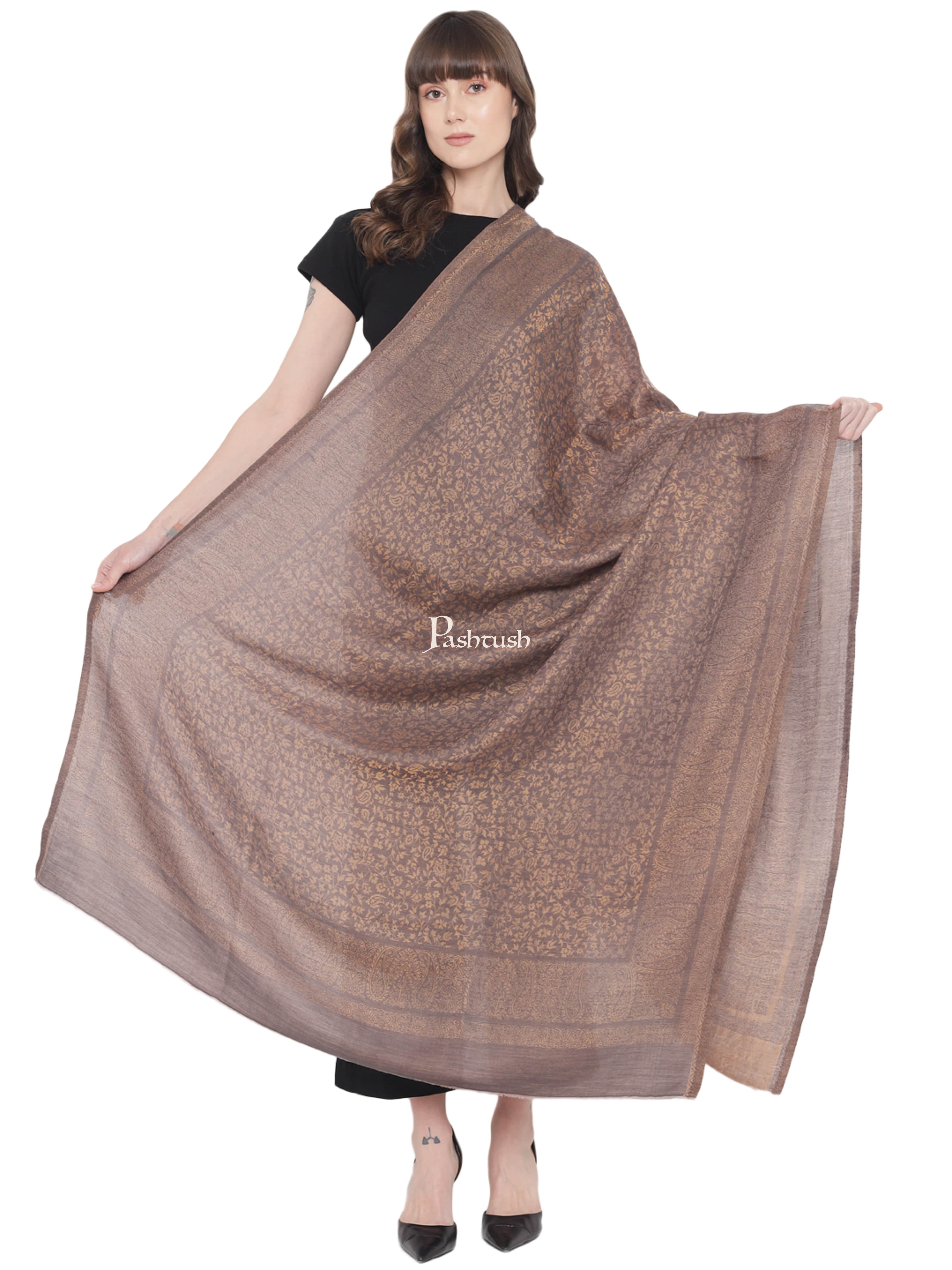 Pashtush Womens Twilight Collection Shawl, With Metallic Weave, Fine Wool, Taupe - Image 3