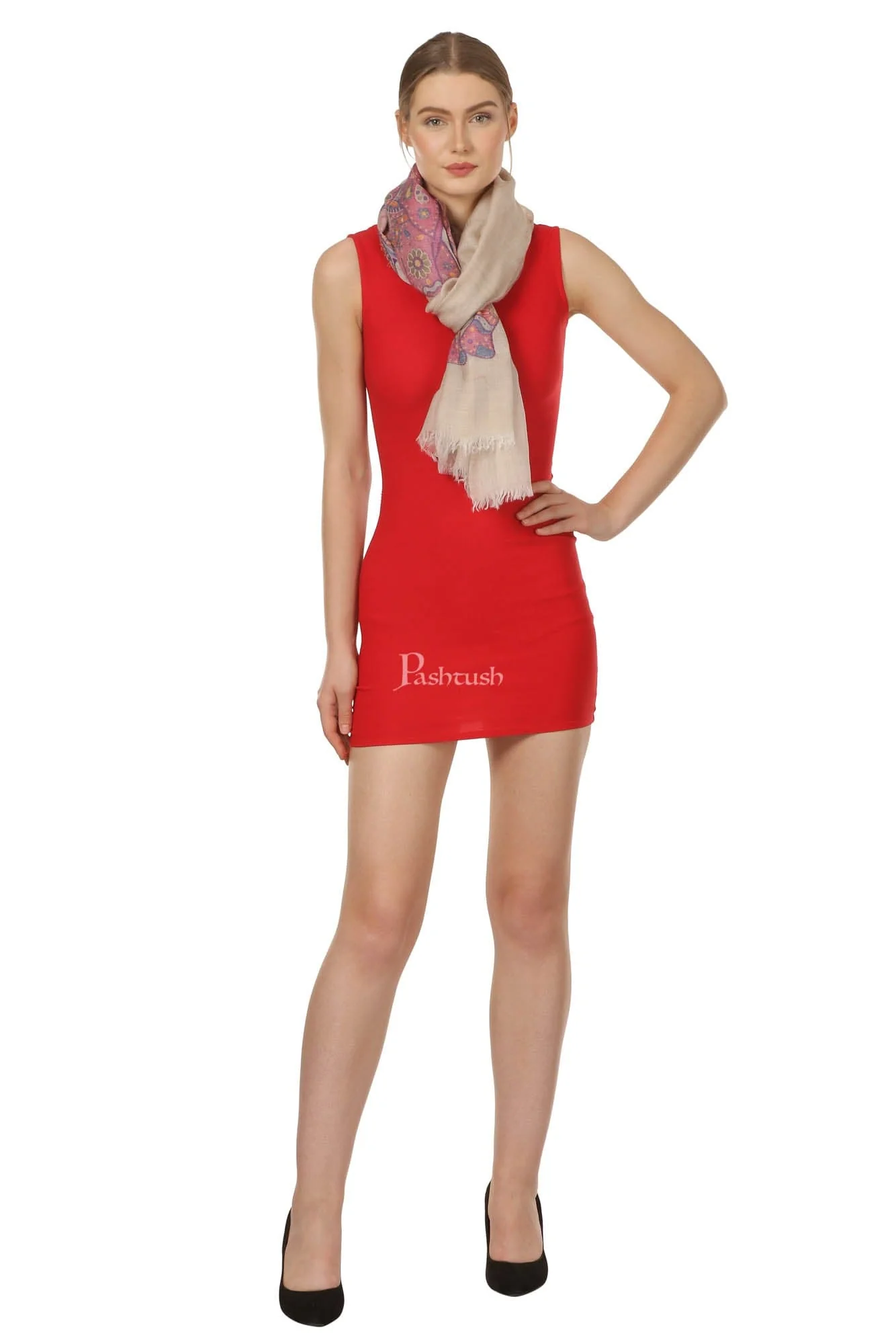Pashtush Womens Ultra Fine Wool Blended Scarf With Woven Elephant Design, Soft And Luxurious - Image 3