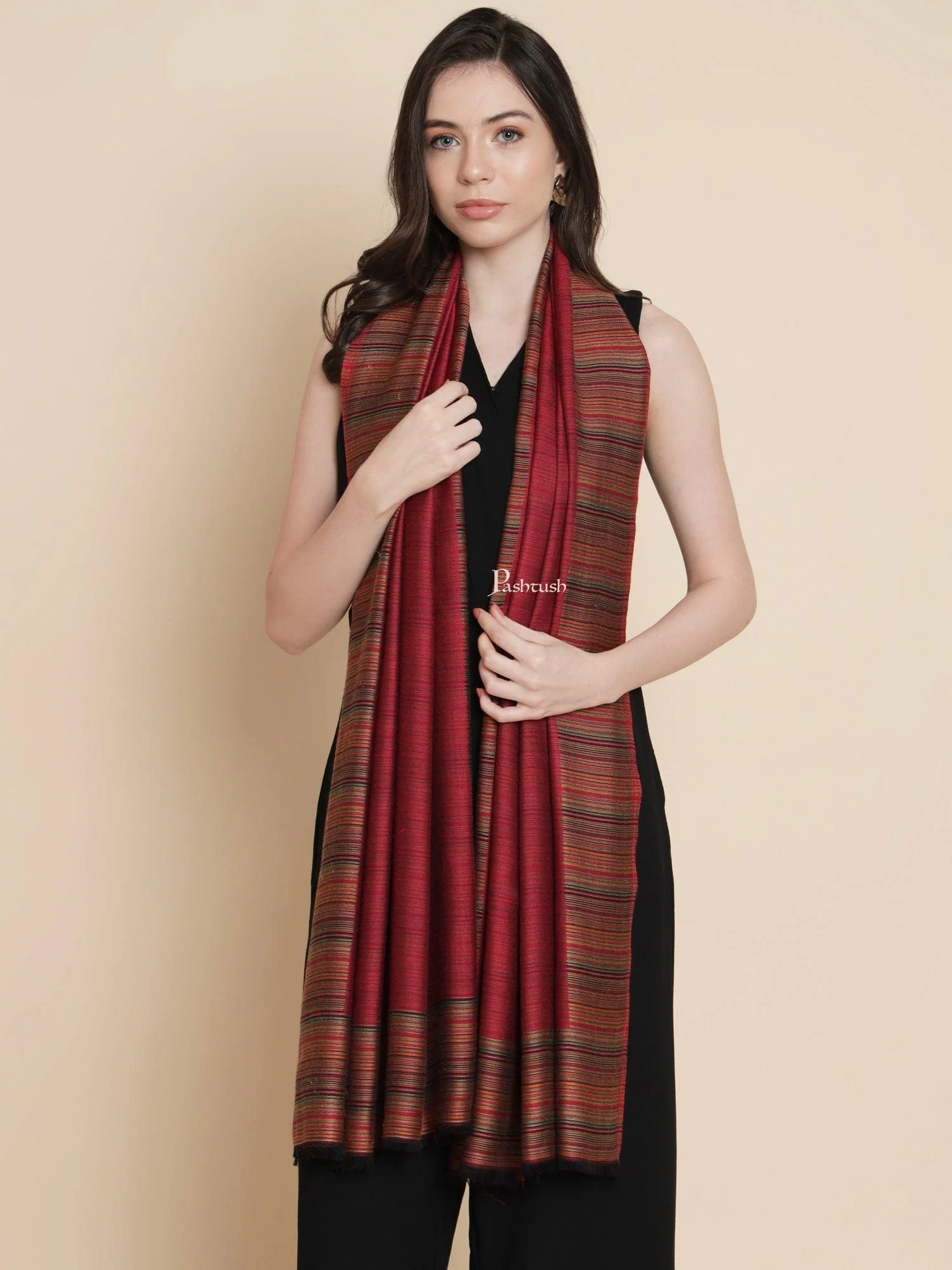 Pashtush Womens, Bamboo, Striped Reversible Woven, Multicolour
