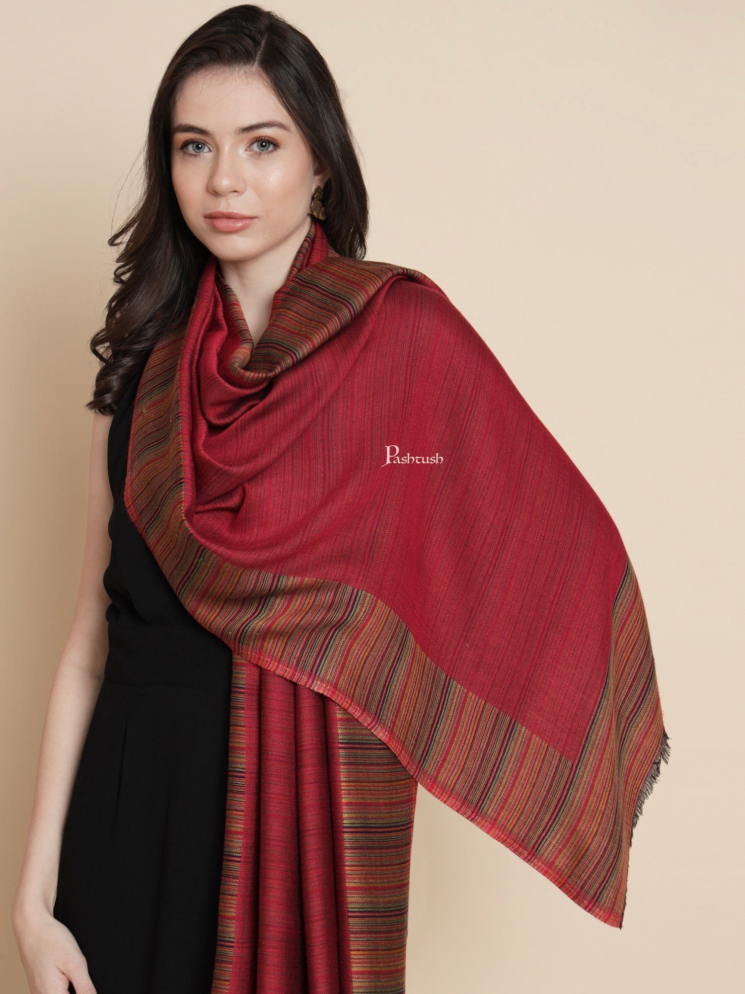 Pashtush Womens, Bamboo, Striped Reversible Woven, Multicolour - Image 3