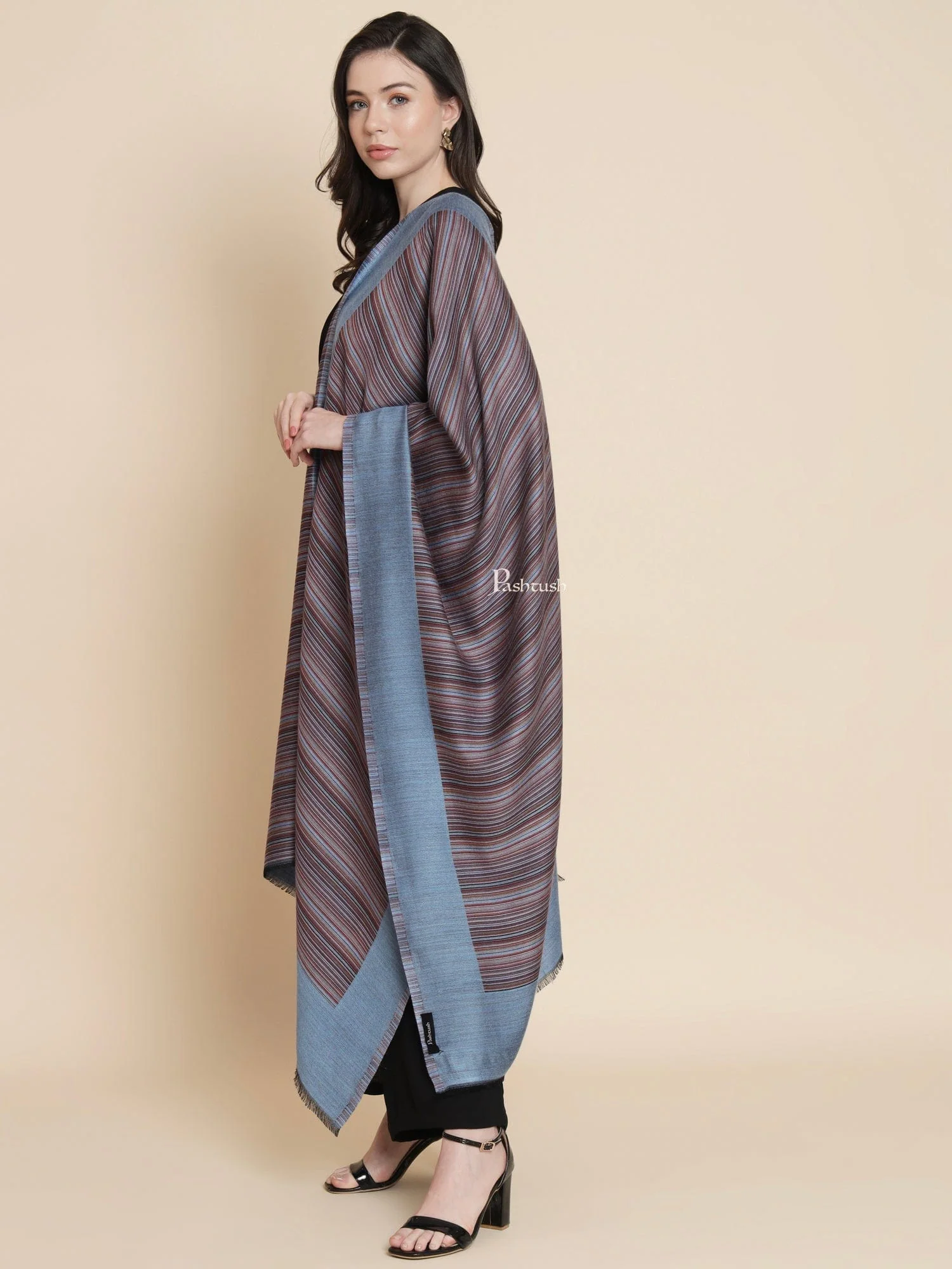 Pashtush Womens, Bamboo, Striped Reversible Woven, Multicolour