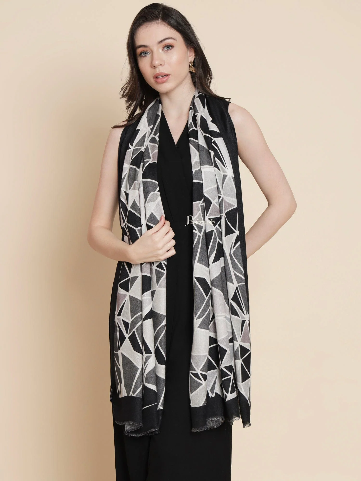 Pashtush Womens, Extra Soft Bamboo, Geometric Paisley  Printed, Multicolour - Image 3