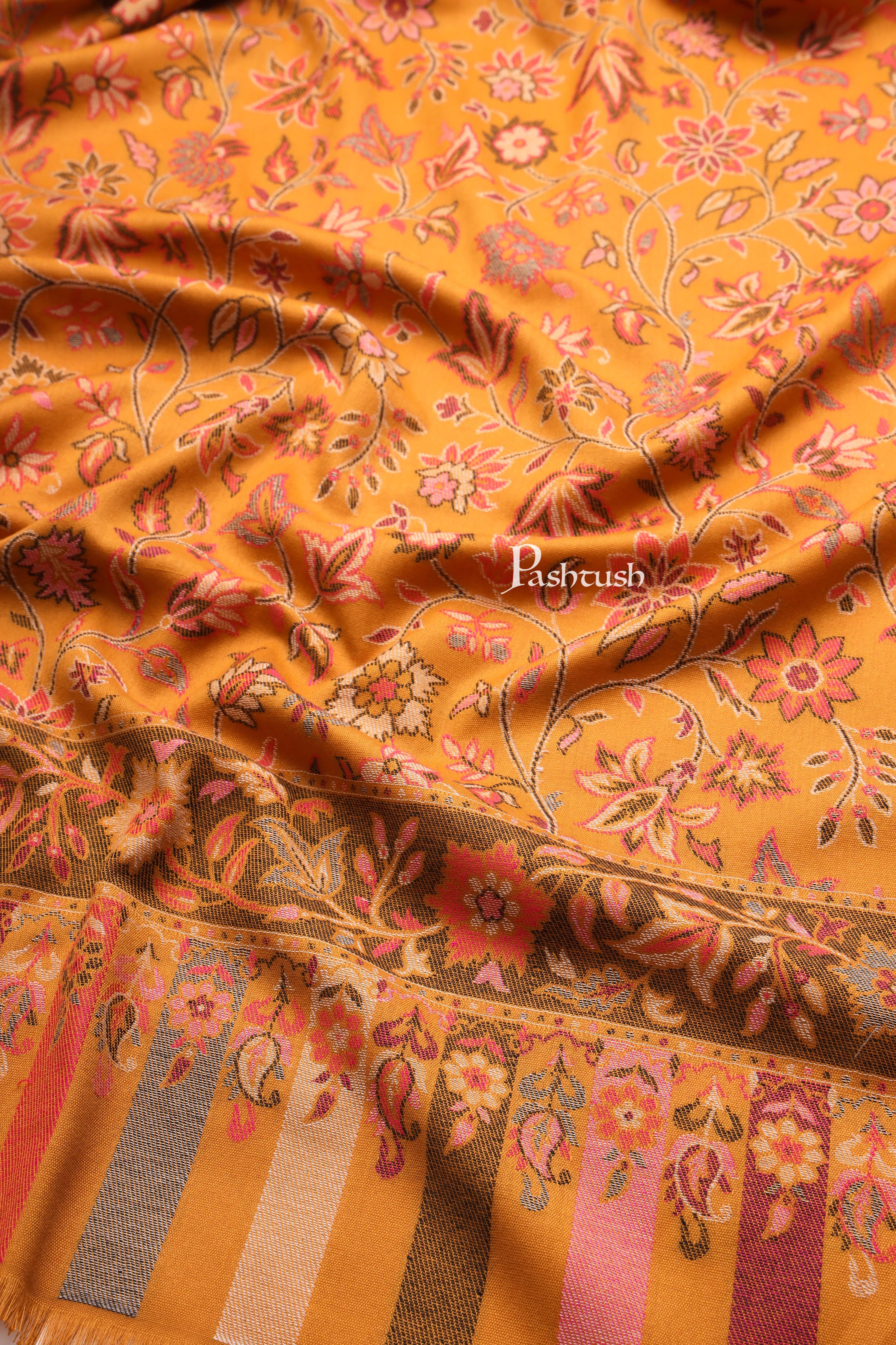 Pashtush Womens, Faux Pashmina, Paisley Ethnic Woven, Mustard - Image 2