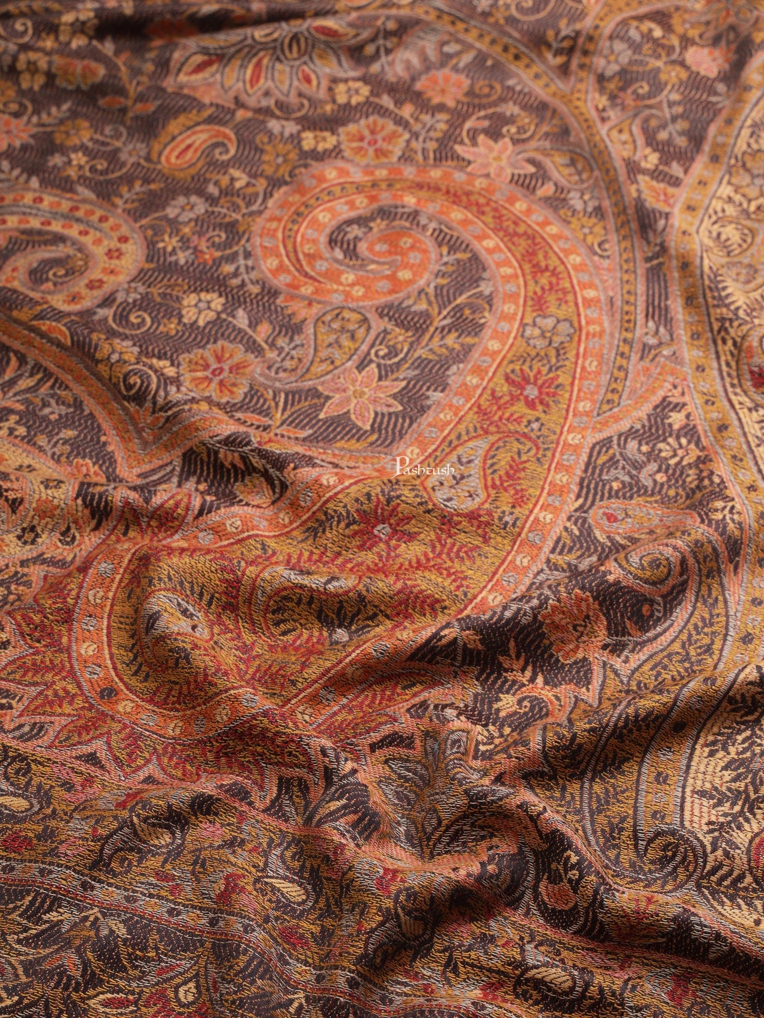 Pashtush Womens, Faux Pashmina, Paisley Woven Jamawar Woven, Black - Image 2