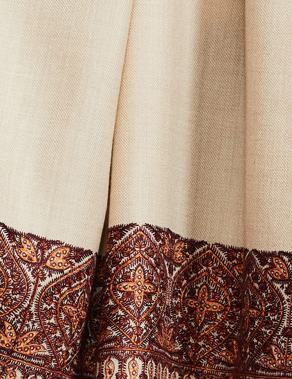 Pashtush Women'S Wool Shawl Embroidered Border, Beige - Image 4