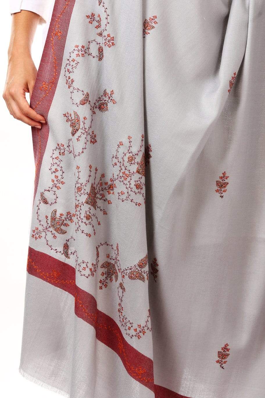 Pashtush Womens Wool Shawl With 100% Hand Embroidery, Large Wrap Shawl - Image 10