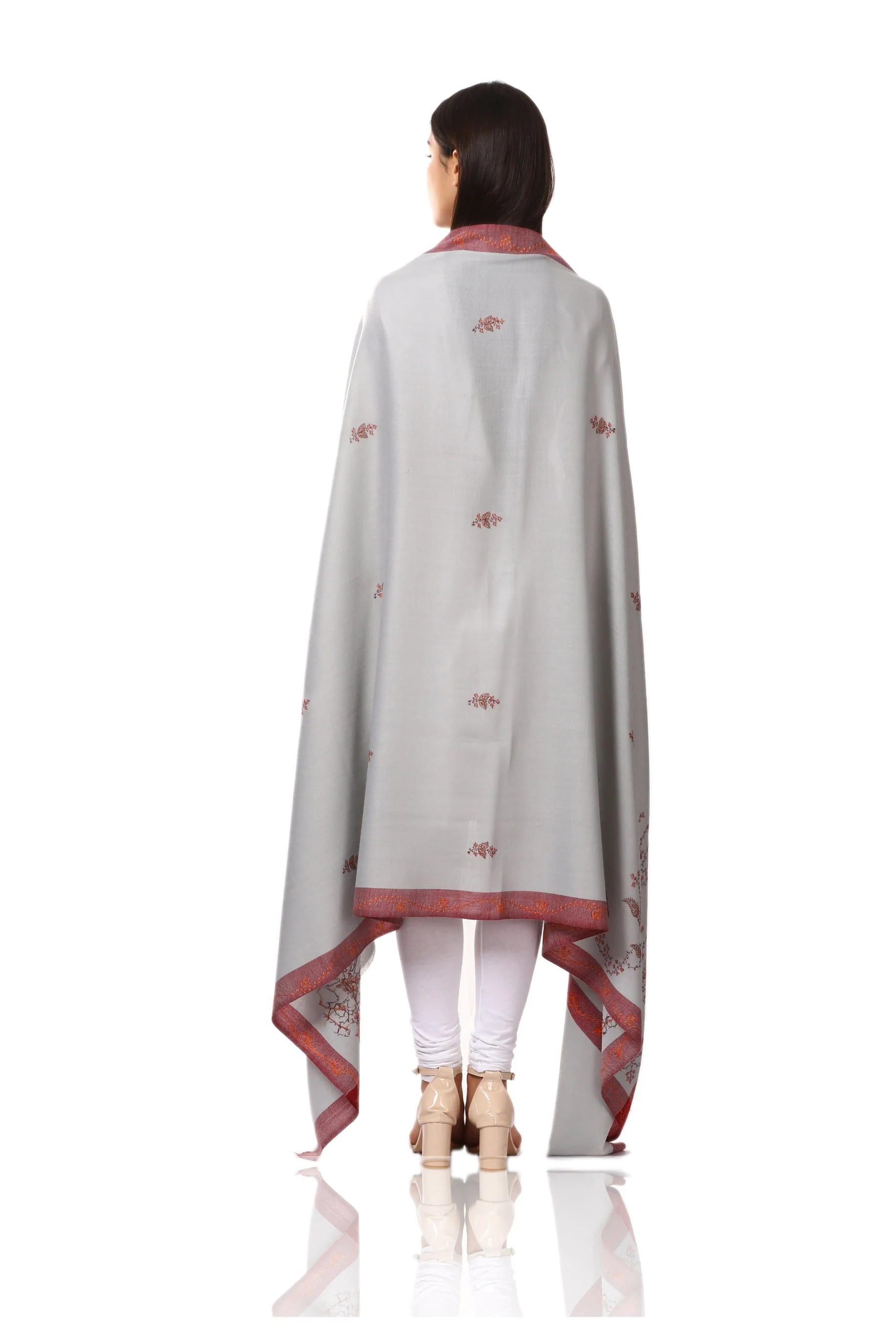 Pashtush Womens Wool Shawl With 100% Hand Embroidery, Large Wrap Shawl - Image 11