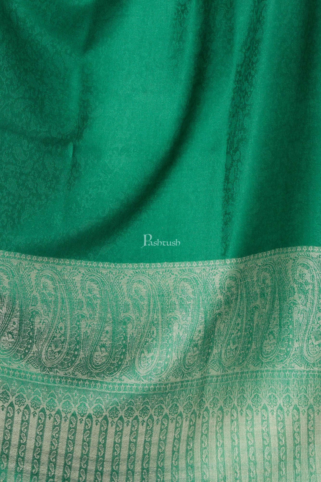 Pashtush Women'S Wool Ultra Soft Fine Wool Cashmere Blended Shawl - Bottle Green - Image 2
