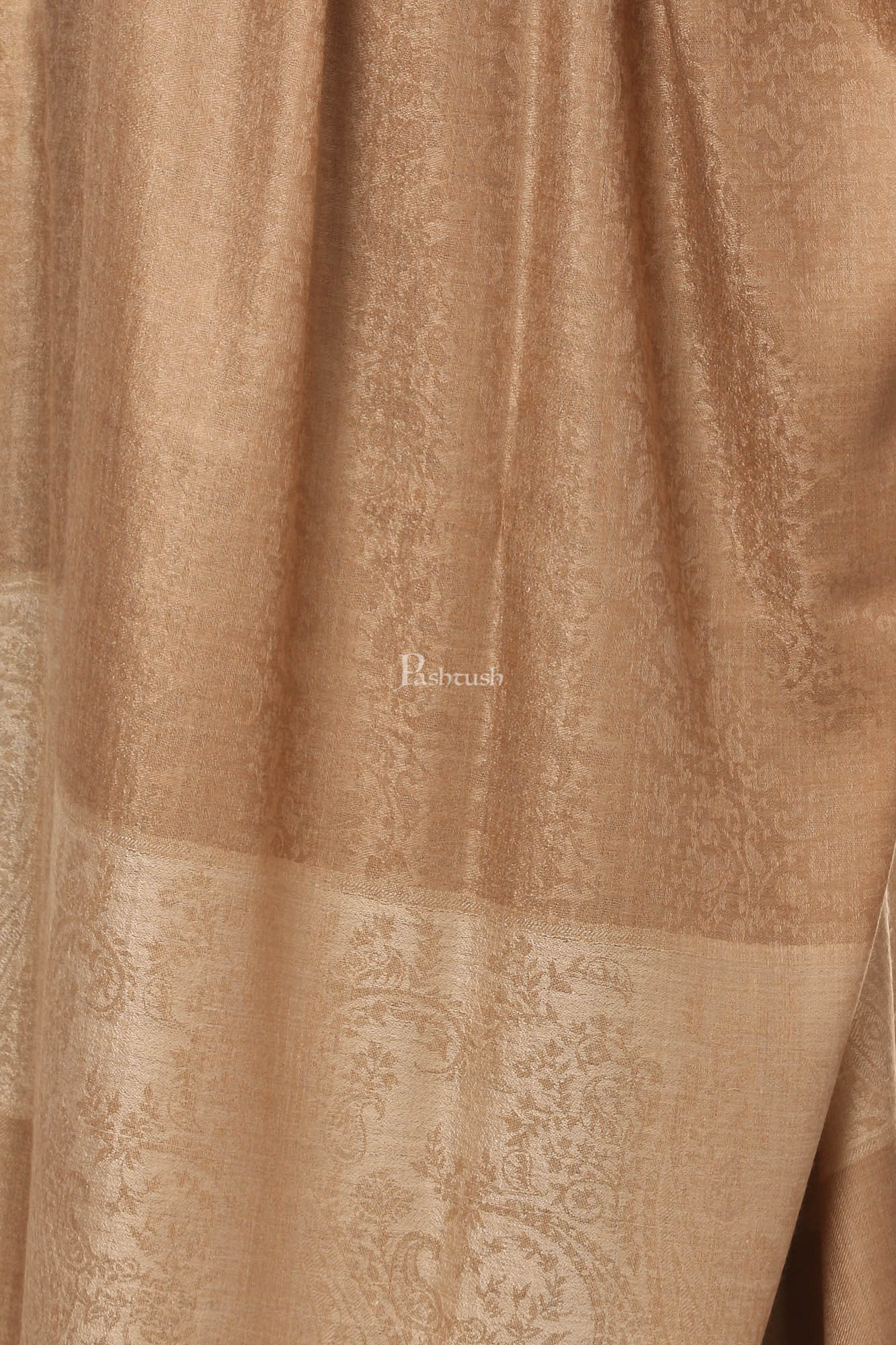 Pashtush Women'S Wool Ultra Soft Fine Wool Cashmere Blended Shawl - Taupe - Image 2