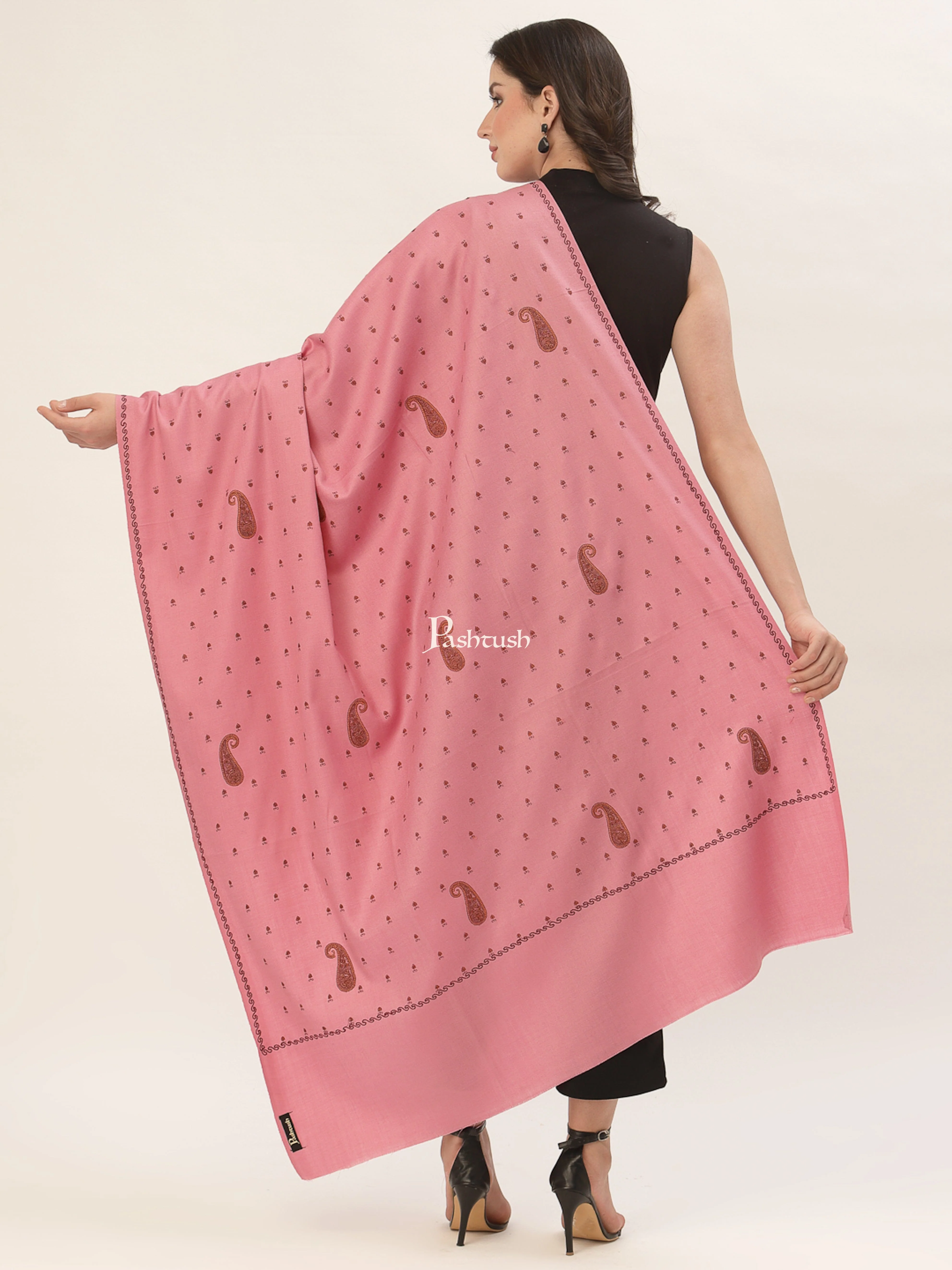 Pashtush Womens Woollen Kashmiri Embroidery Shawl - Image 2