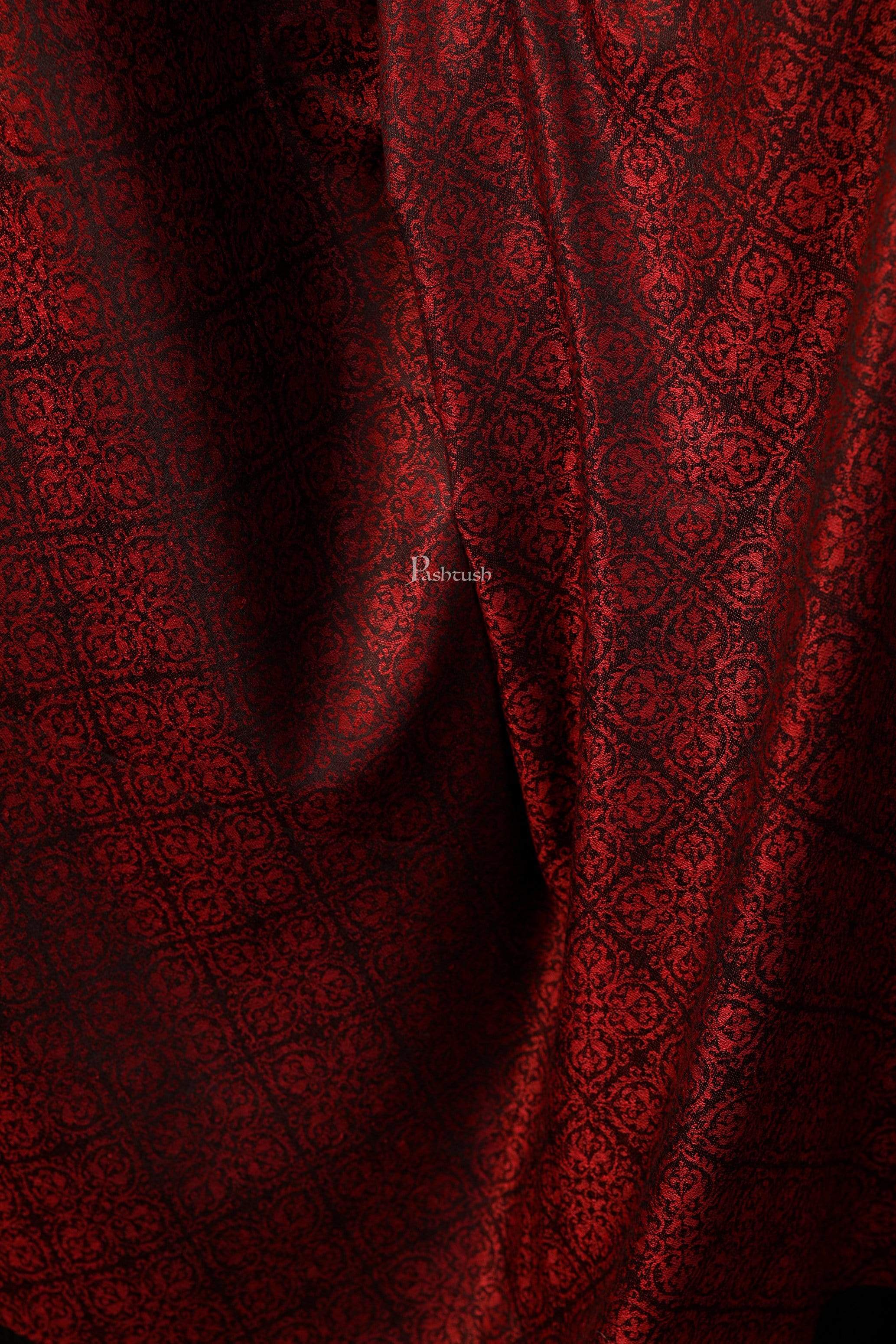 Pashtush Womens Woven Paisley, Self Shawl, In Extra Soft Fine Wool, Large Wrap Size Black - Image 2