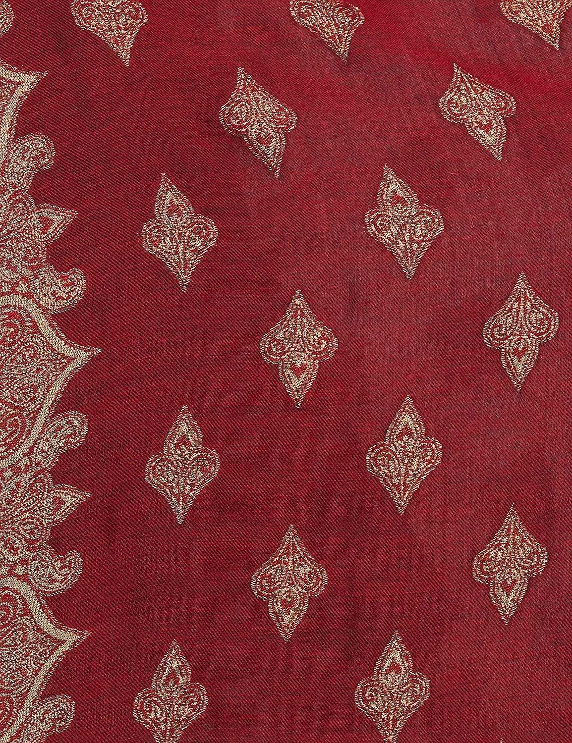 Pashtush Womens Zari Weave Stole, Scarf, Maroon (Twilight) - Image 4