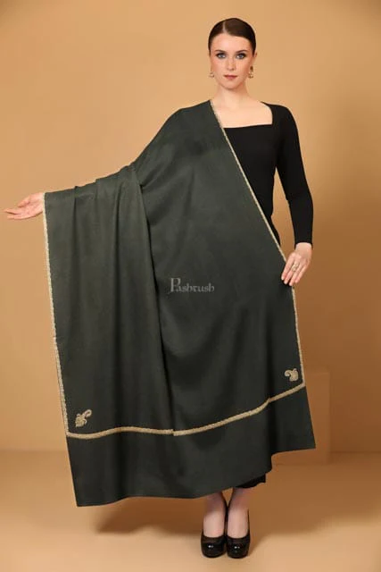 Pashtush Womes Fine Wool Shawl, Kingri Design , Black