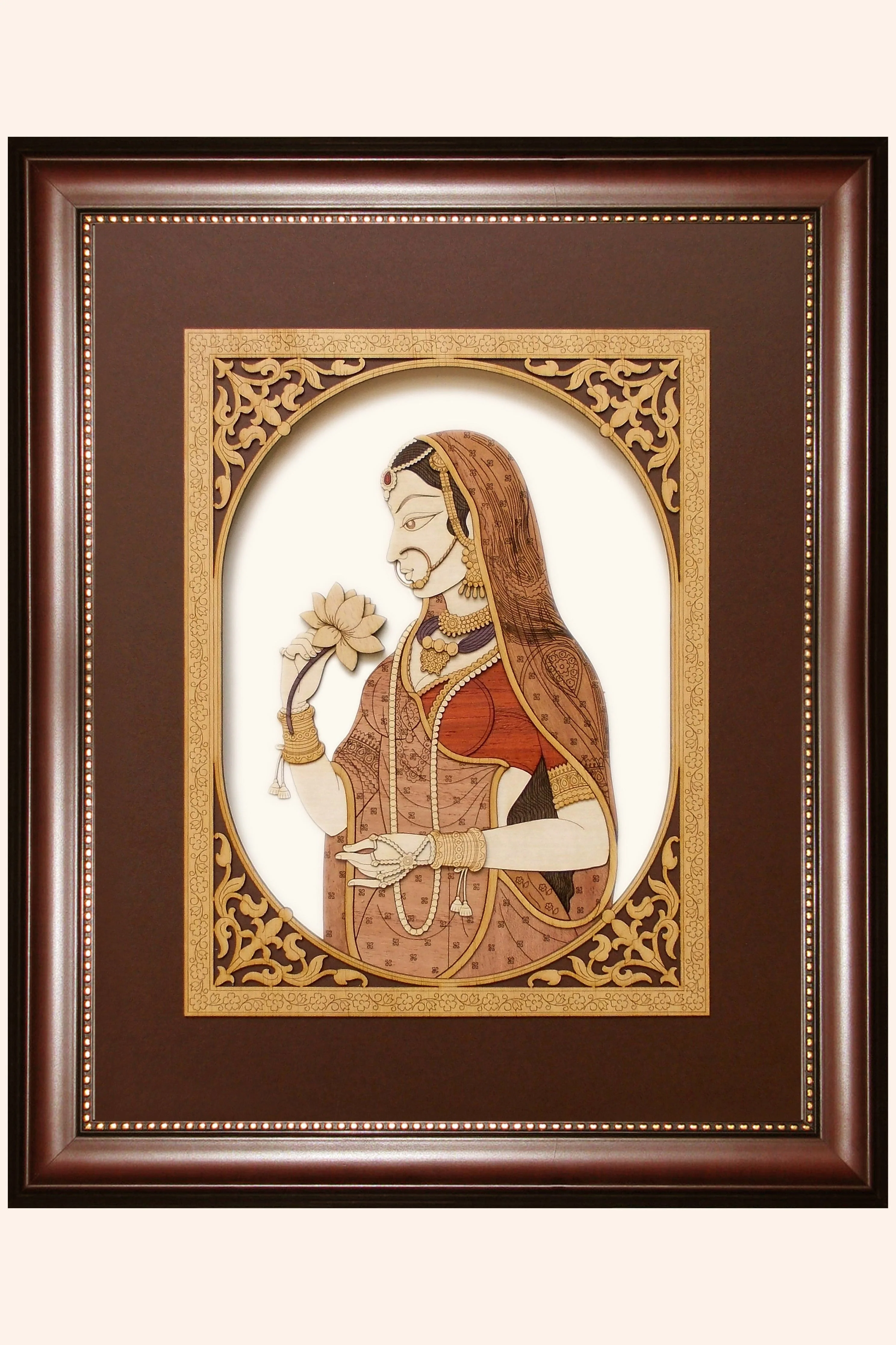 Pashtush Wooden Artwork, The Lady in Waiting, Made using Multicoloured Natural Wood, Wall Decor - Image 2