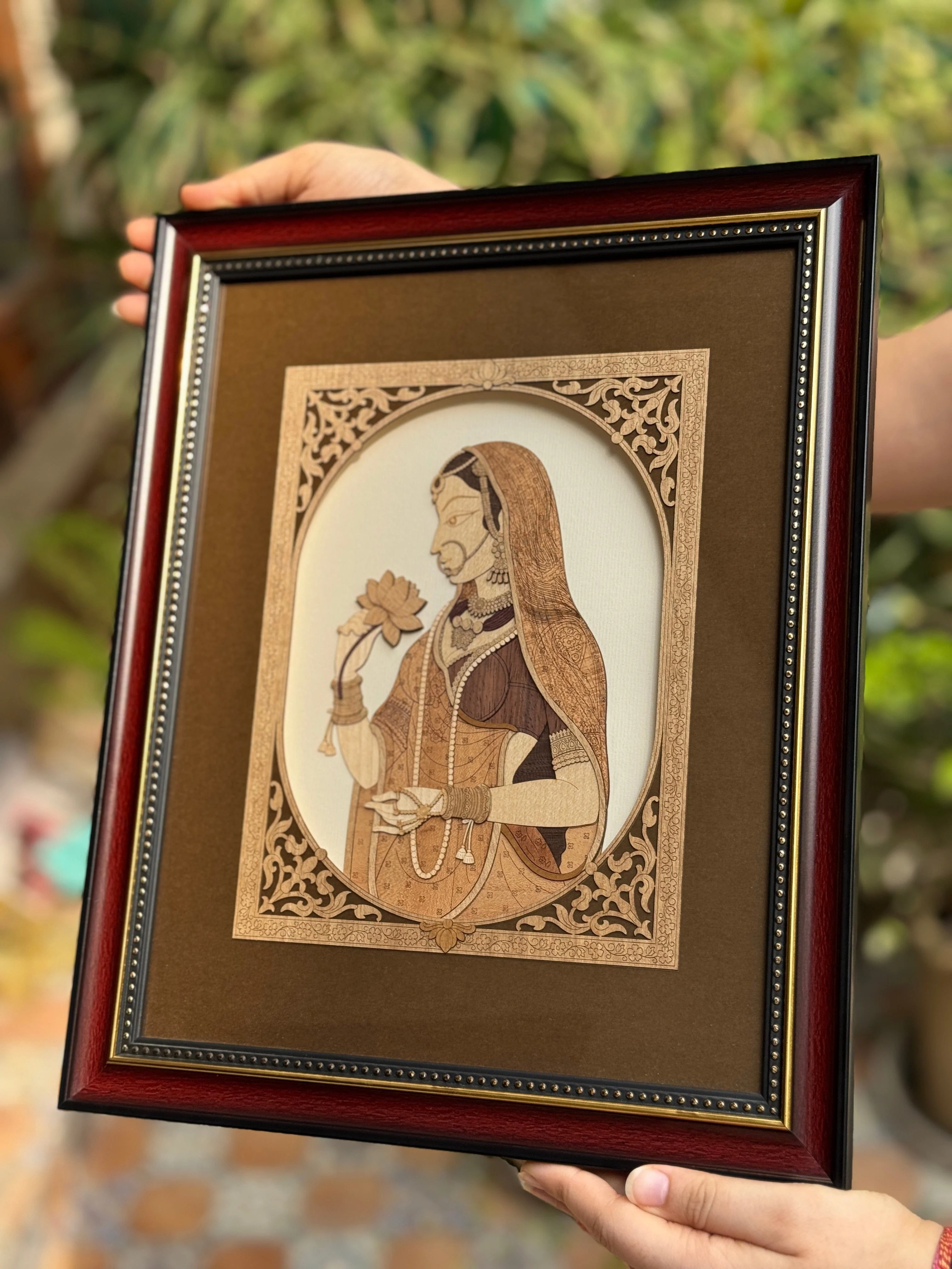 Pashtush Wooden Artwork, The Lady in Waiting, Made using Multicoloured Natural Wood, Wall Decor - Image 5