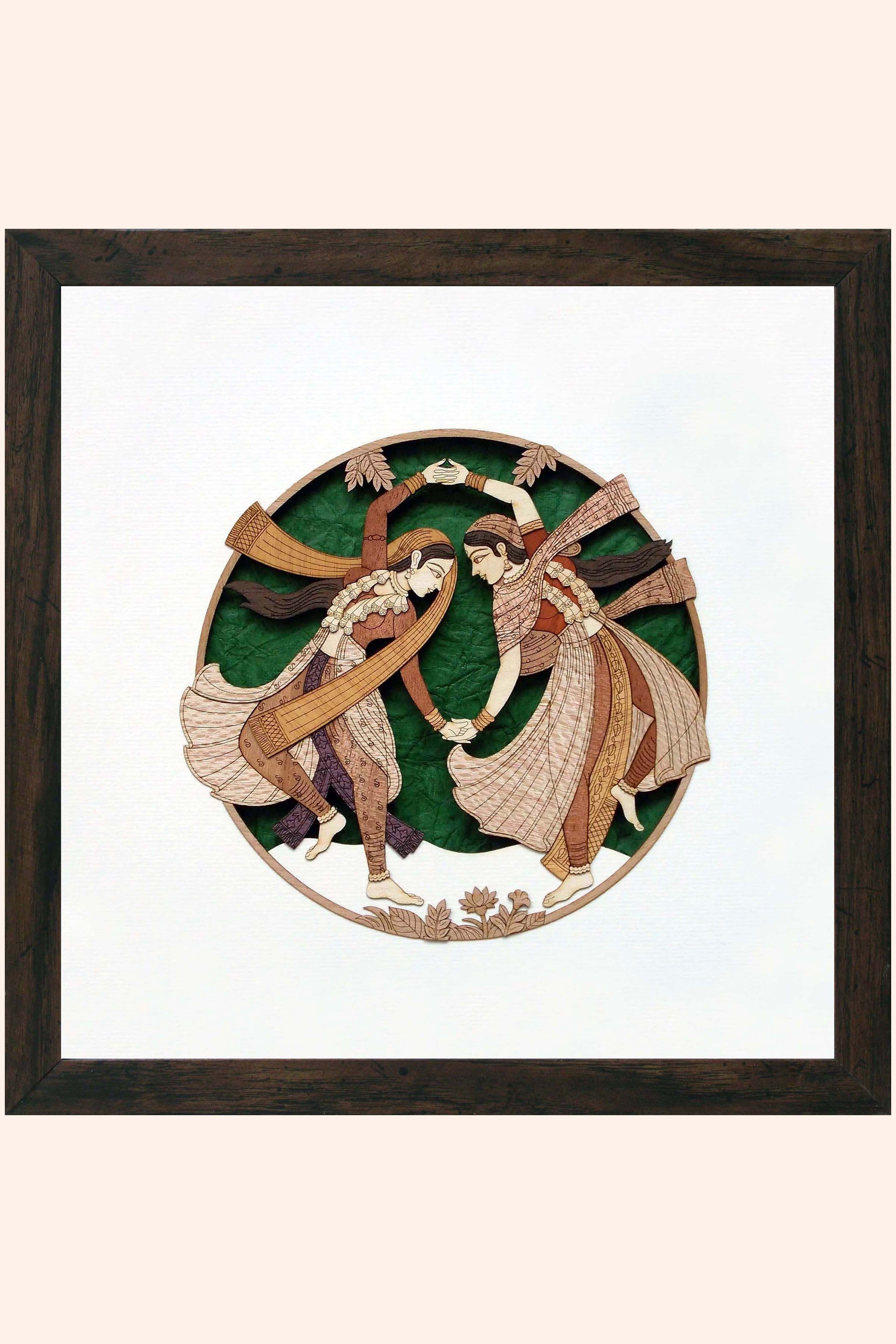 Pashtush Wooden Artwork, The Royal Dancers of Court, Intricately Crafted Using Natural Coloured Wood