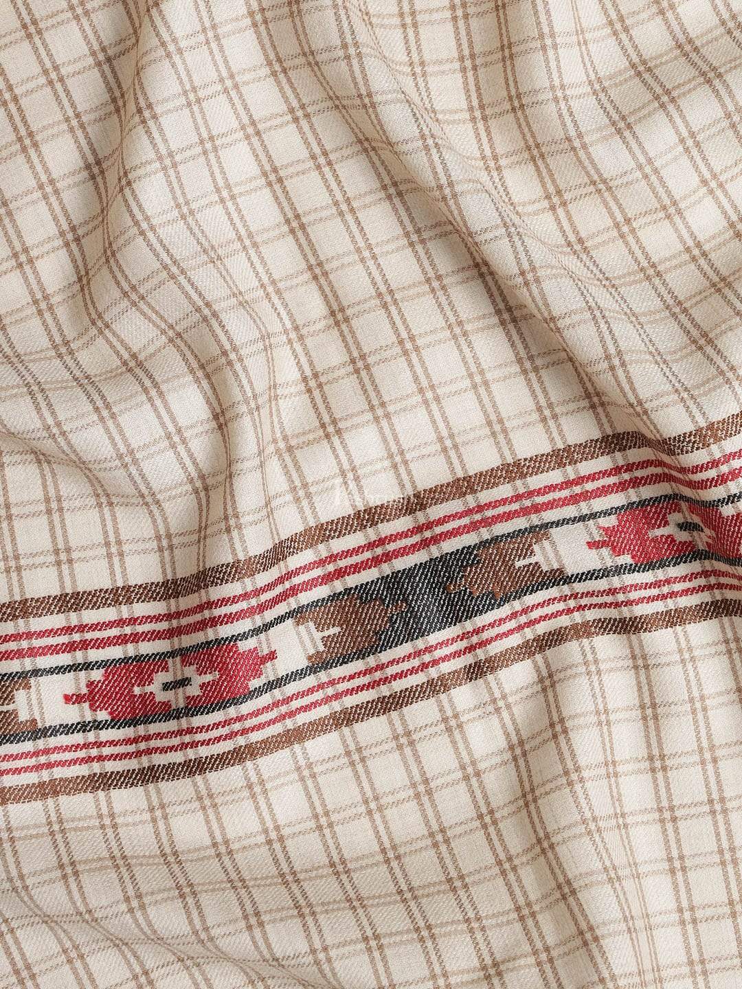 Pashtush Mens Woven Aztec Design Stole In Extra Fine Wool - beige - Image 2