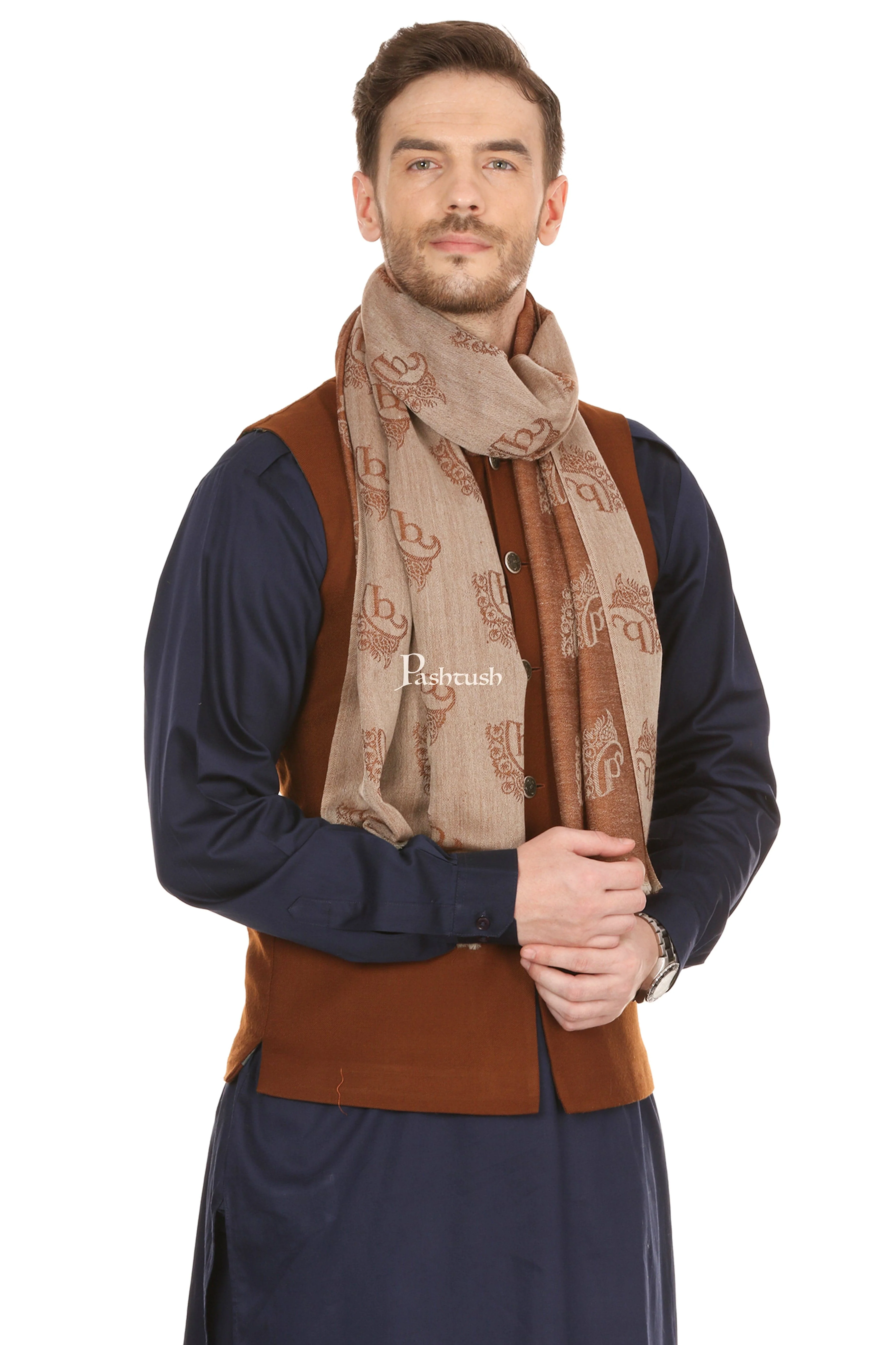 Pashtush Woven Mens Fine Wool Signature Mens Muffler, Warm Cashmere Feel - Image 4
