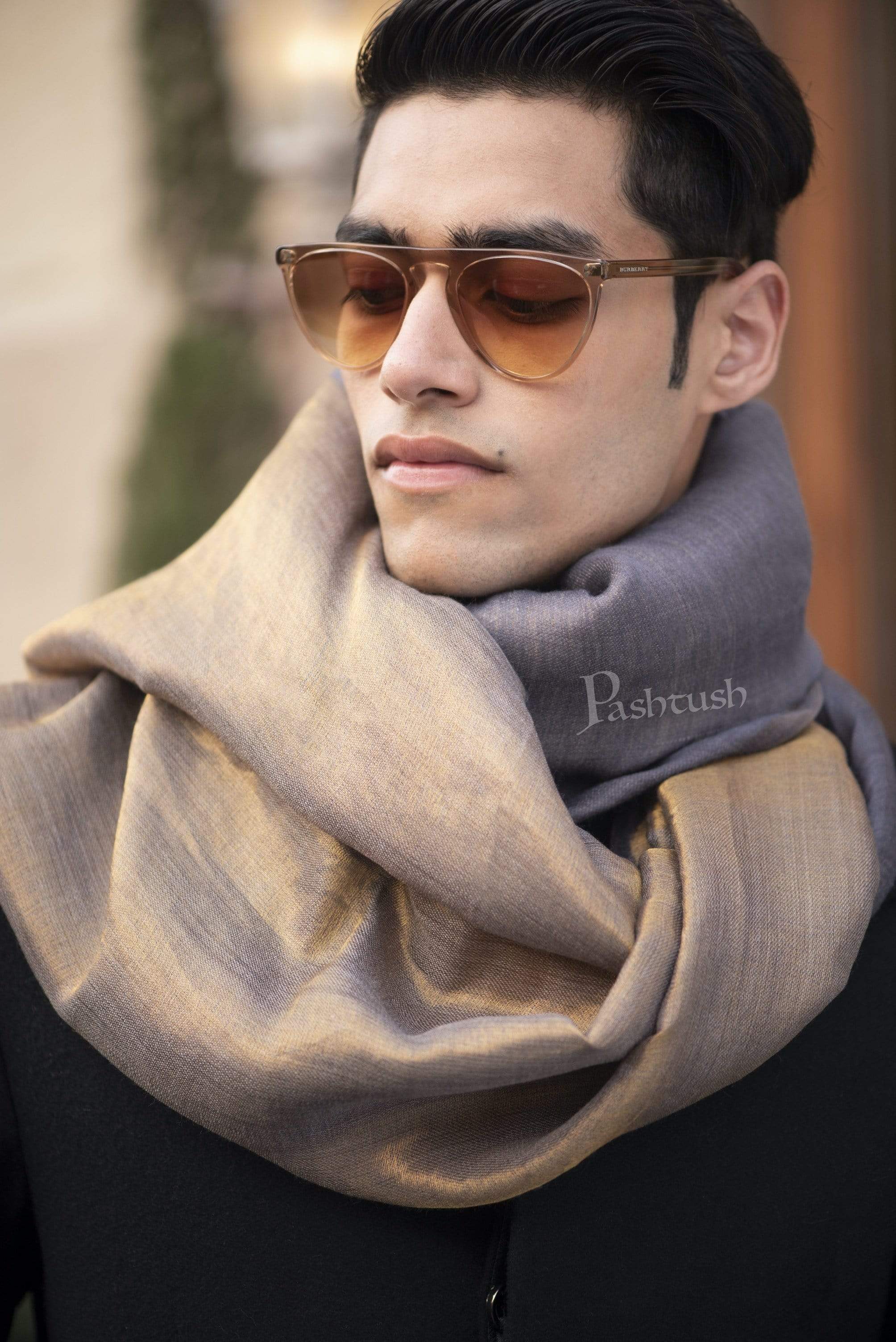 Pashtush Mens Twilight Collection, Reversible With Metallic Thread Weave, Fine Wool - Image 5