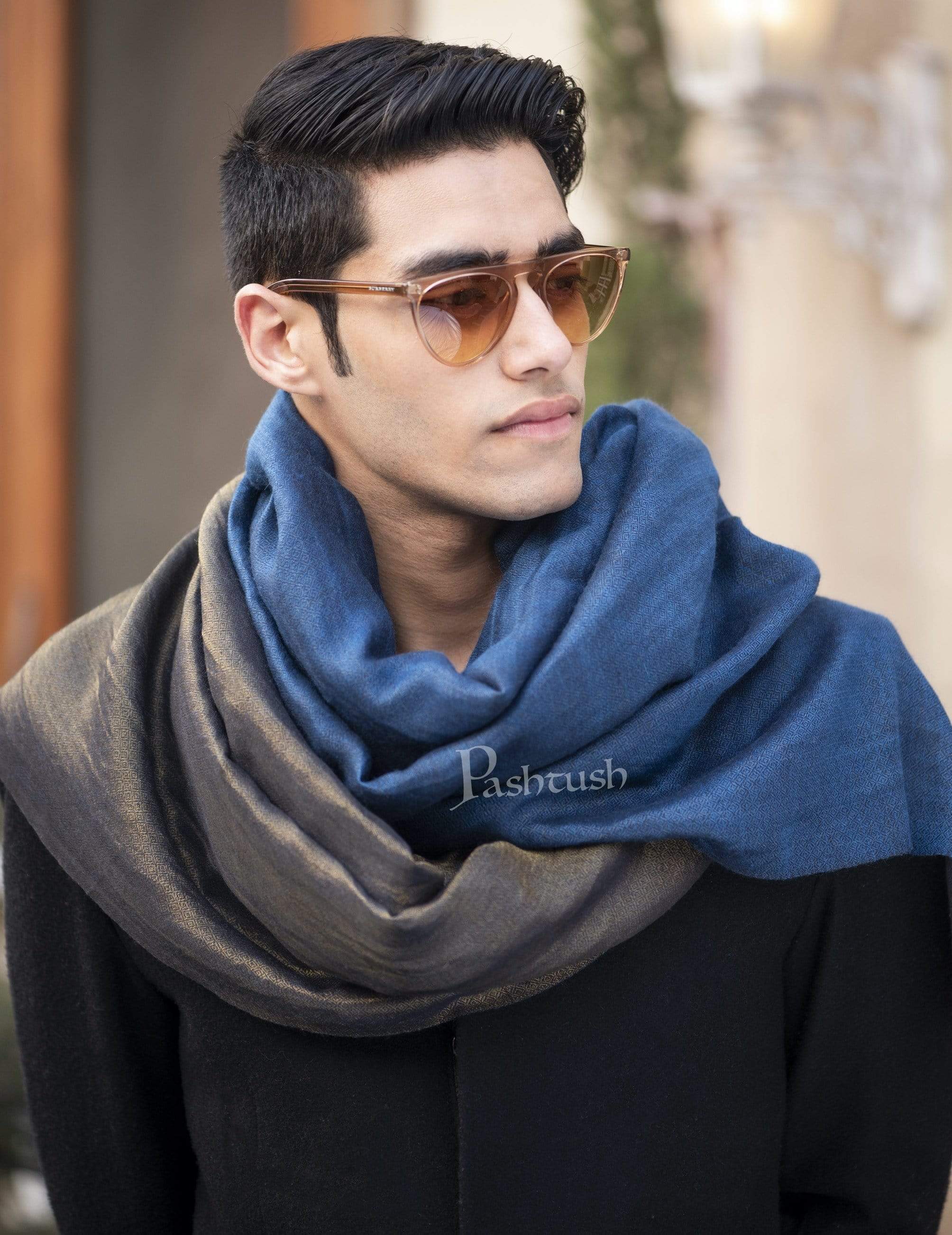 Pashtush Mens Twilight Collection, Reversible With Metallic Thread Weave, Fine Wool - Image 2