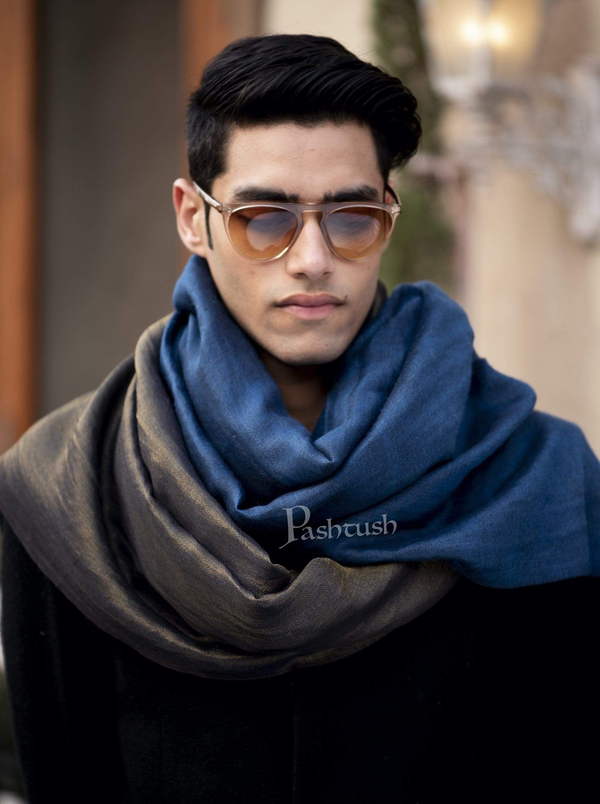 Pashtush Mens Twilight Collection, Reversible With Metallic Thread Weave, Fine Wool - Image 8