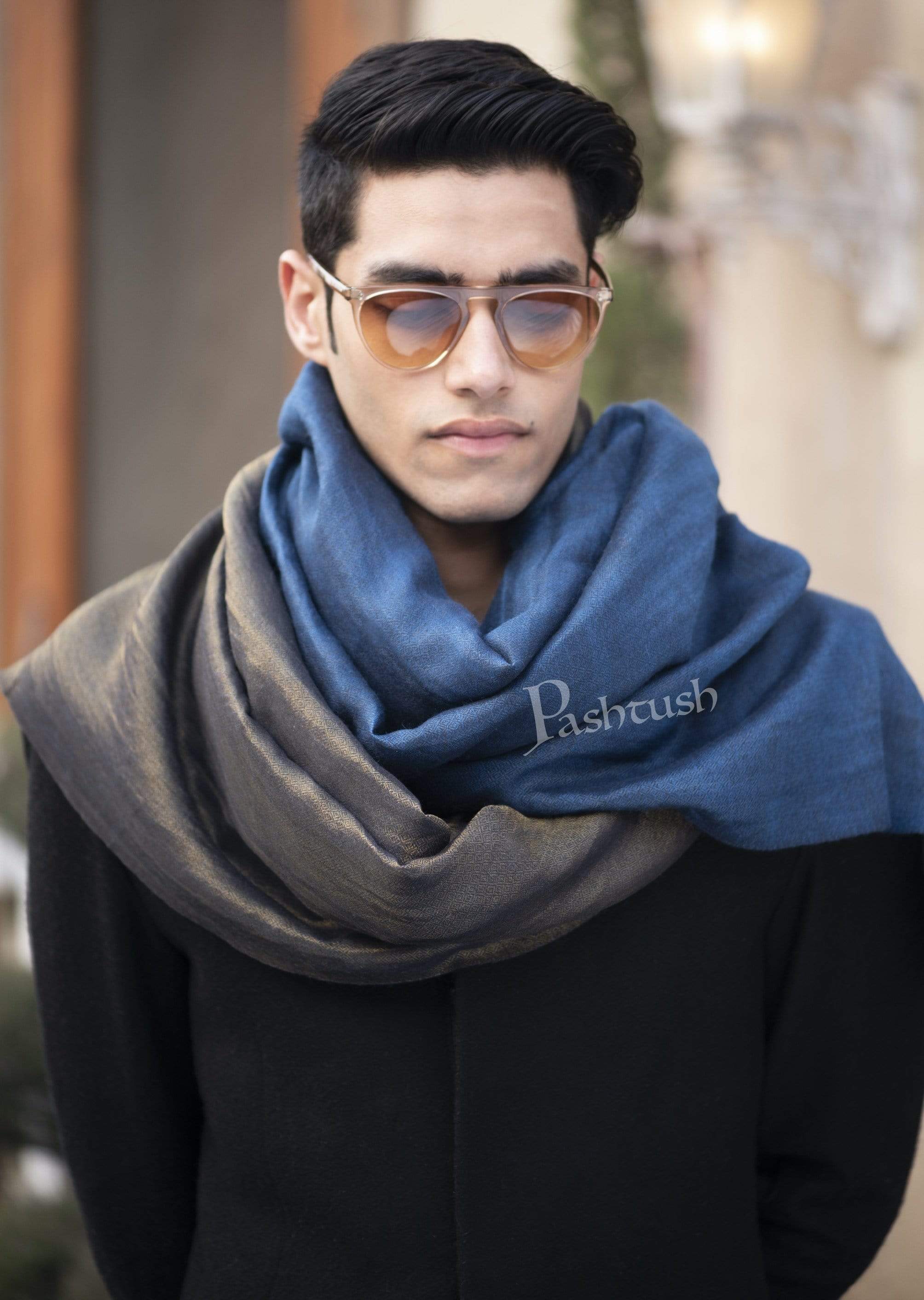Pashtush Mens Twilight Collection, Reversible With Metallic Thread Weave, Fine Wool - Image 9