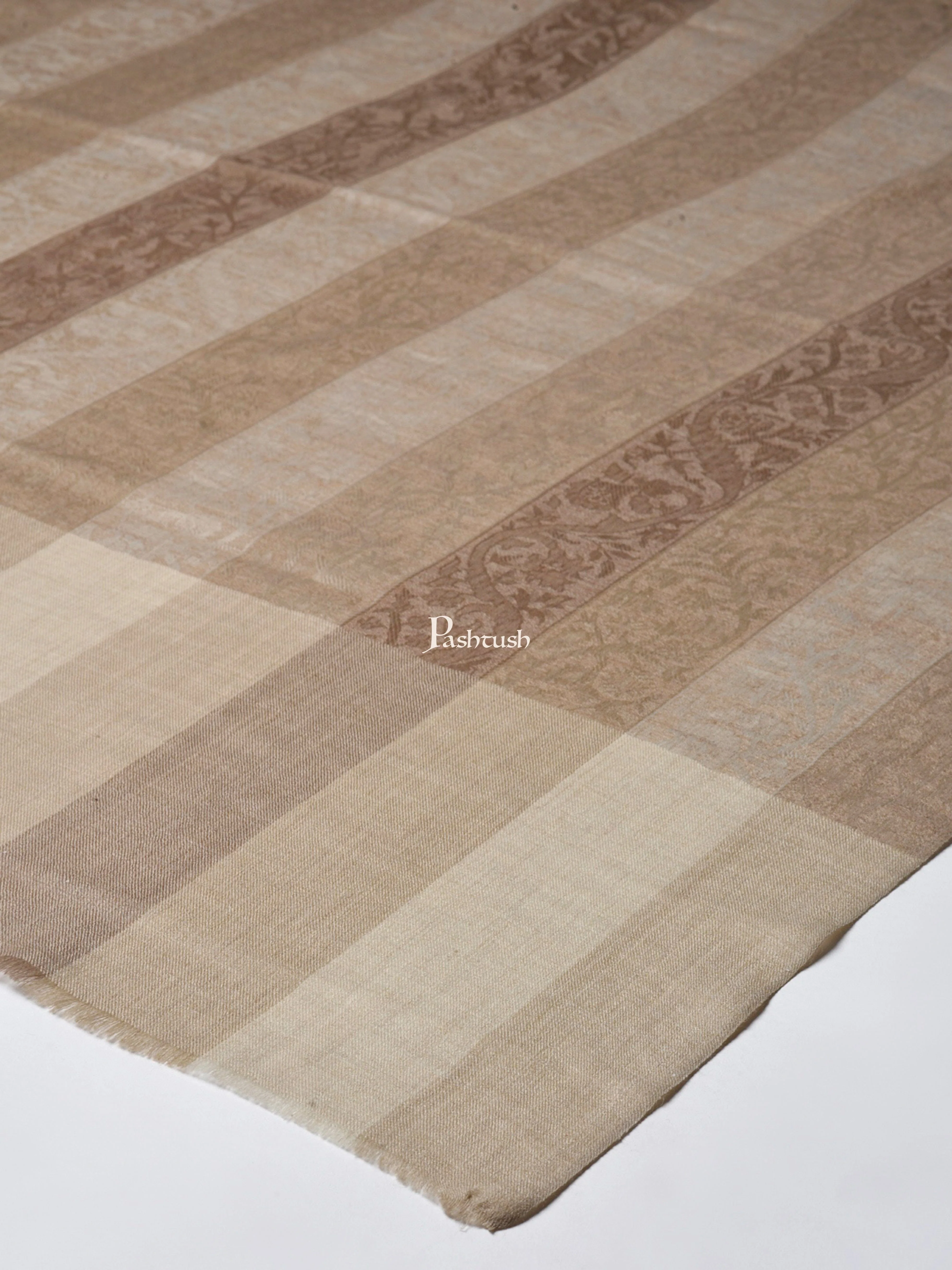 Pashtush Womens Striped Paisley, Self Shawl, In Extra Soft Fine Wool, Large Wrap Size - Image 2