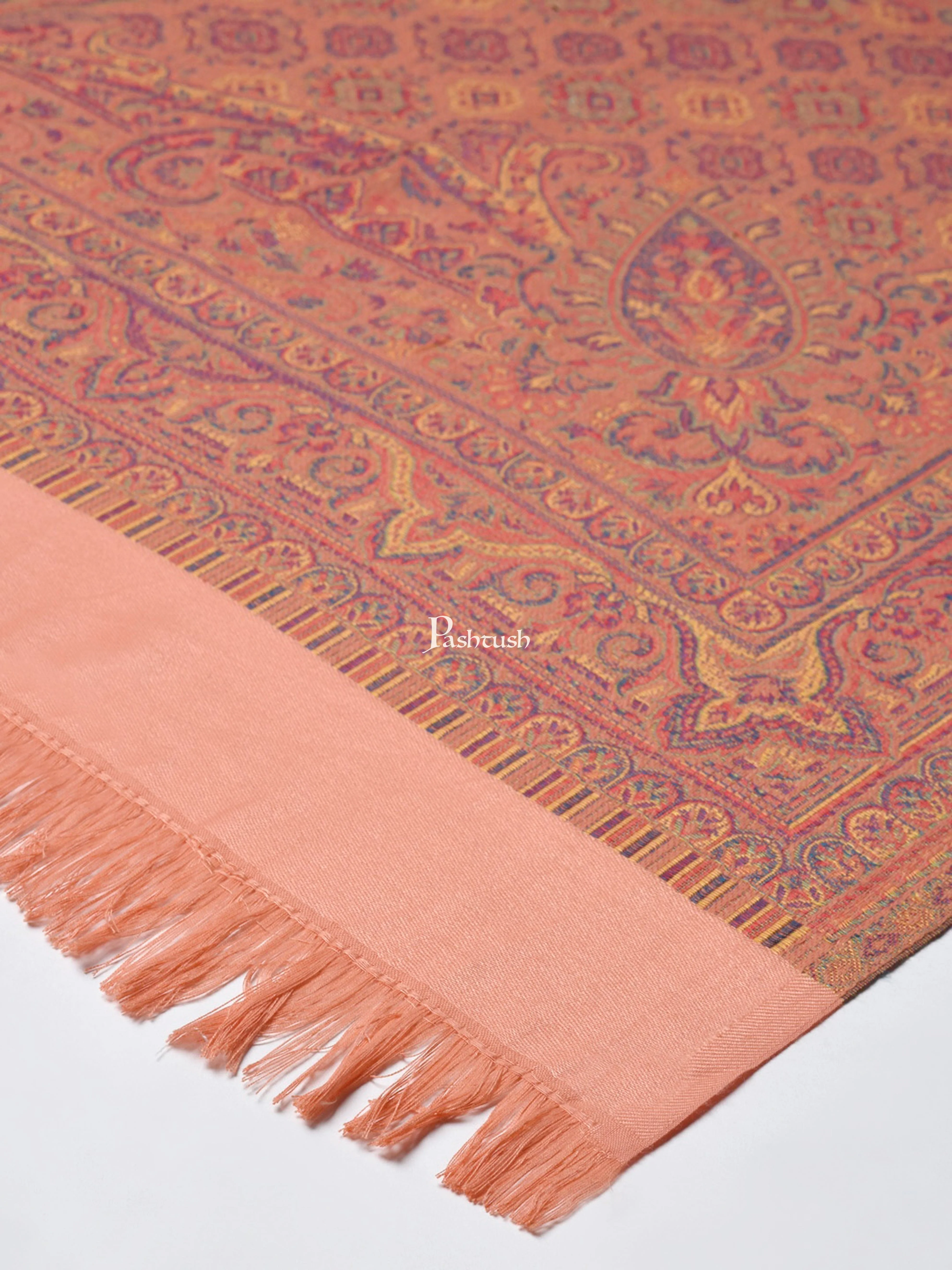 Pashtush Women Peach-Coloured Ethnic Jamawar Shawl - Image 2