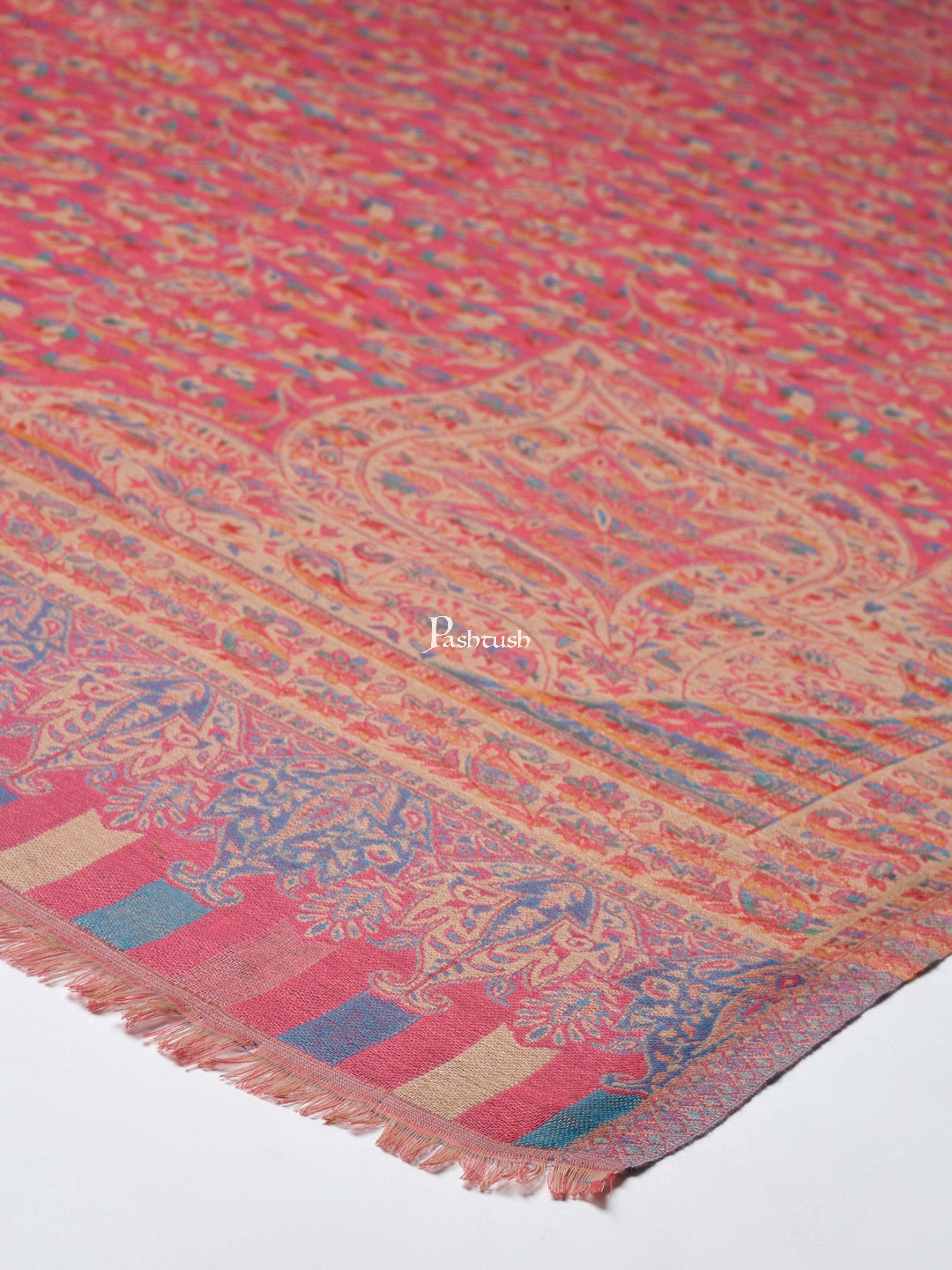 Pashtush Women Faux Pashmina Jamawar Shawl, Pink - Image 2