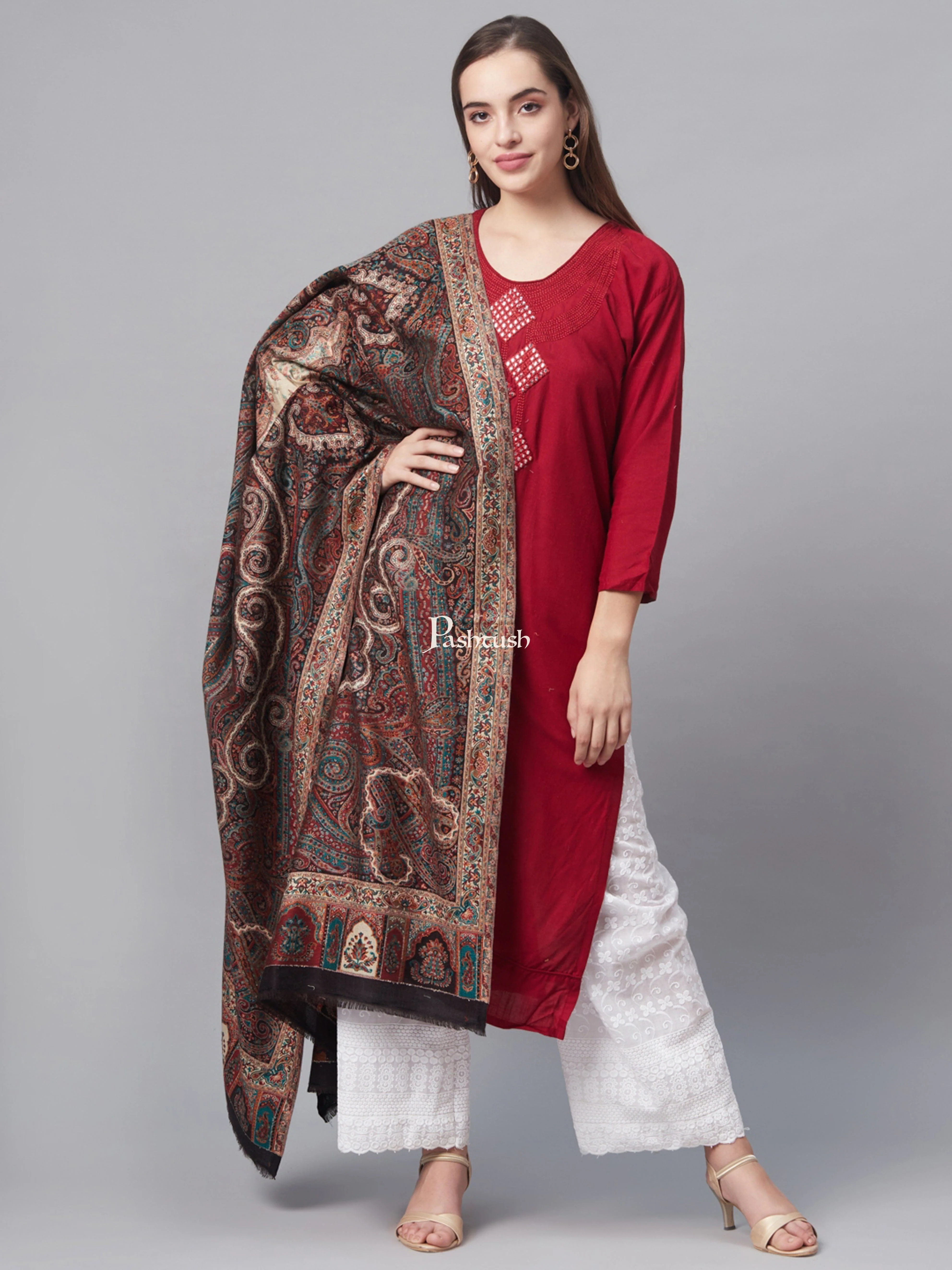 Pashtush Women Ethnic Motifs Woven Design Designer Shawl