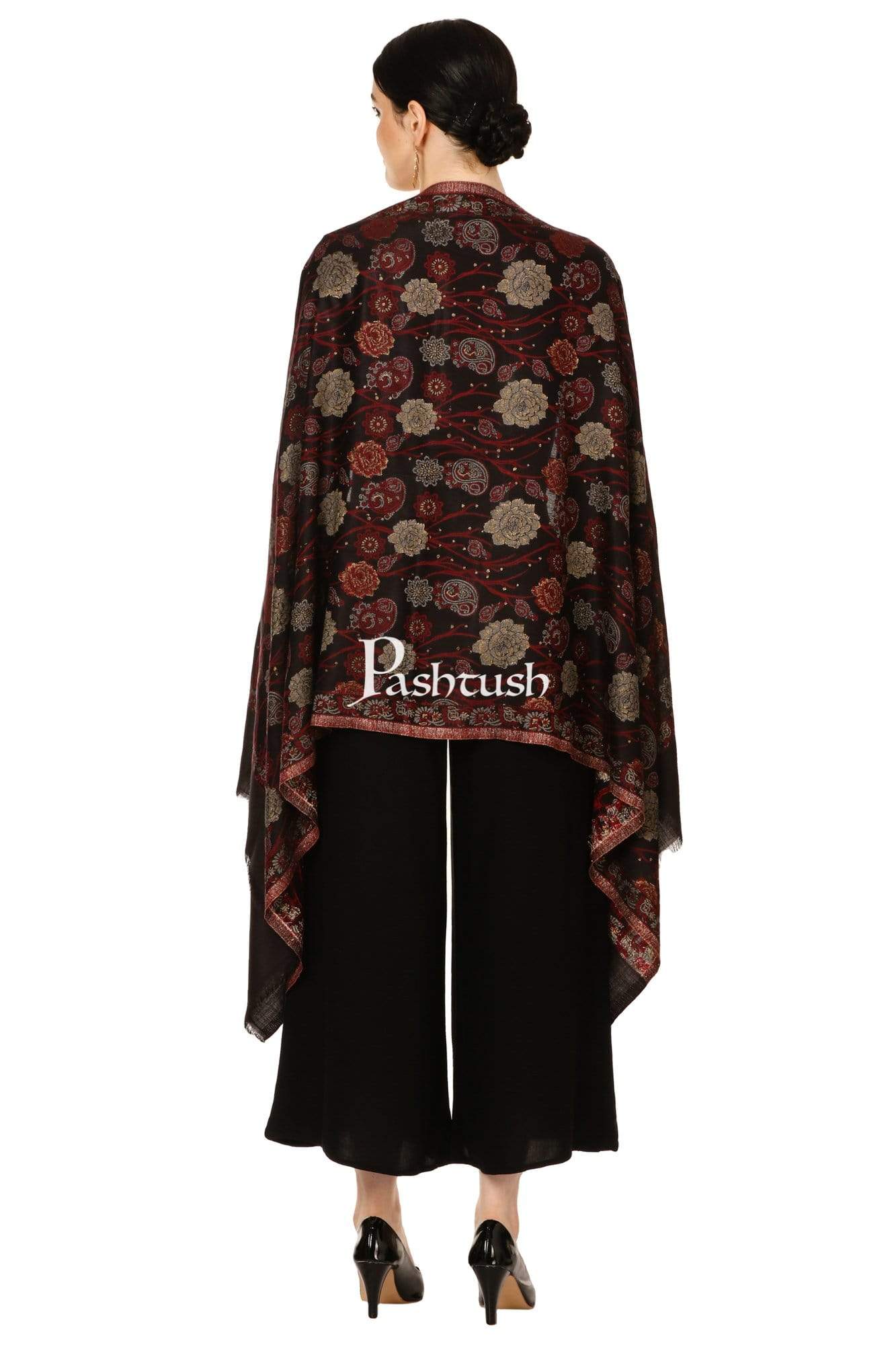 Pashtush Womens Twilight Roses Scarf, With Shimmery Zari Thread Weave - Image 5