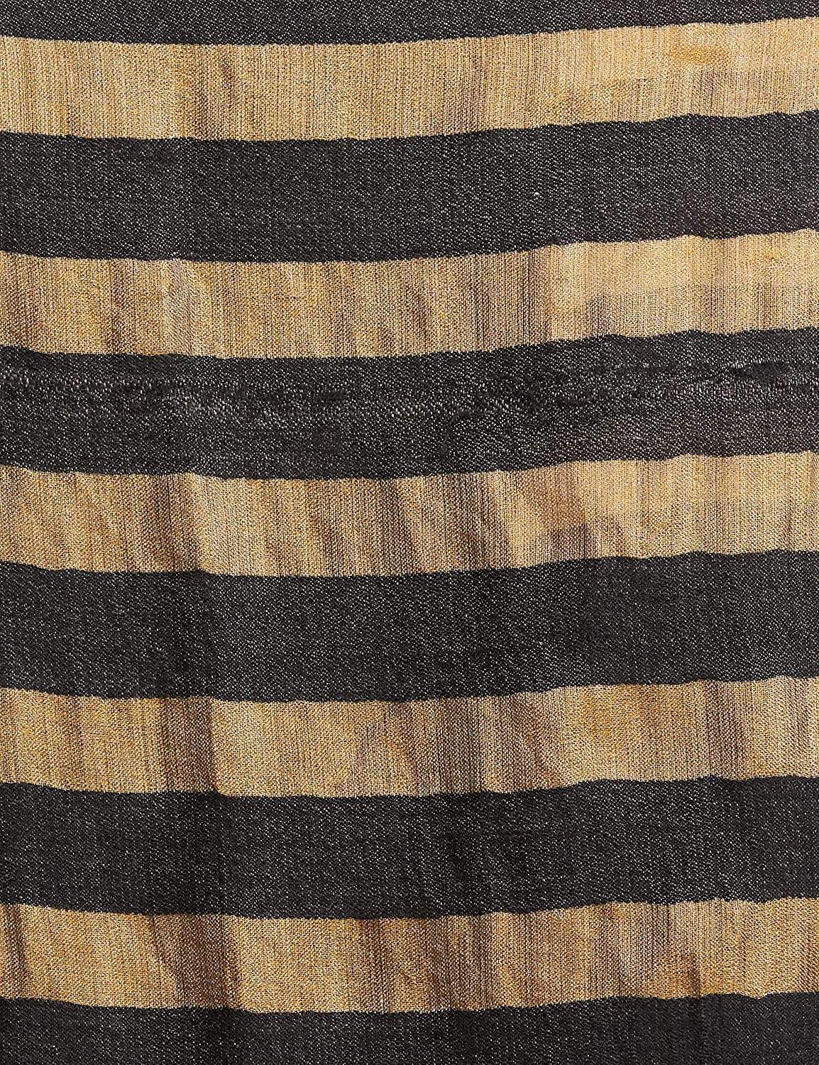 Pashtush Womens, Extra Fine Wool, Twilight Striped Scarf, With Shimmery Metallic Zari Thread Weave Black - Image 5