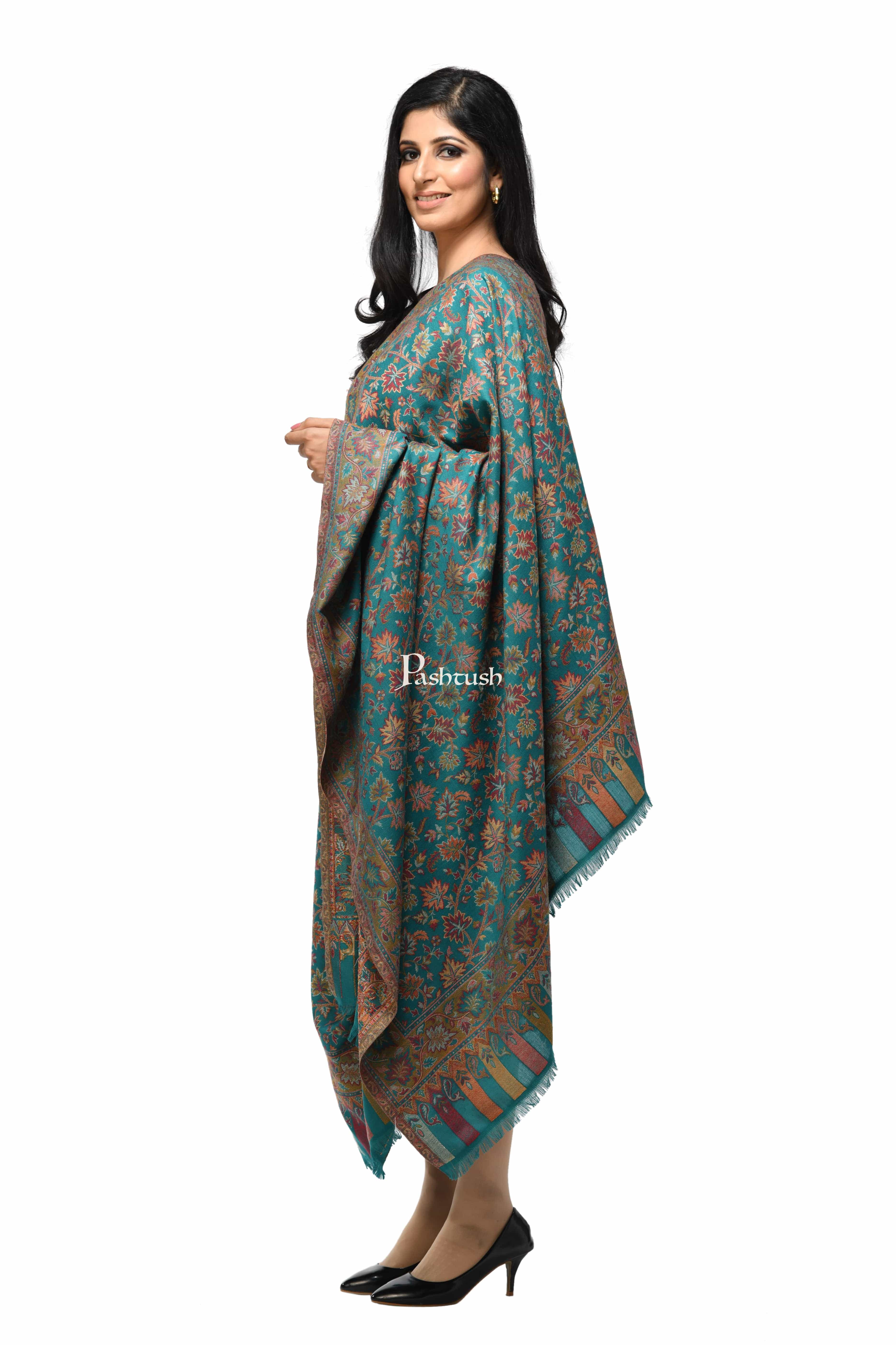 Pashwool Womens Ethnic Design Shawl, Light Weight, Soft And Warm, Arabic Sea - Image 4