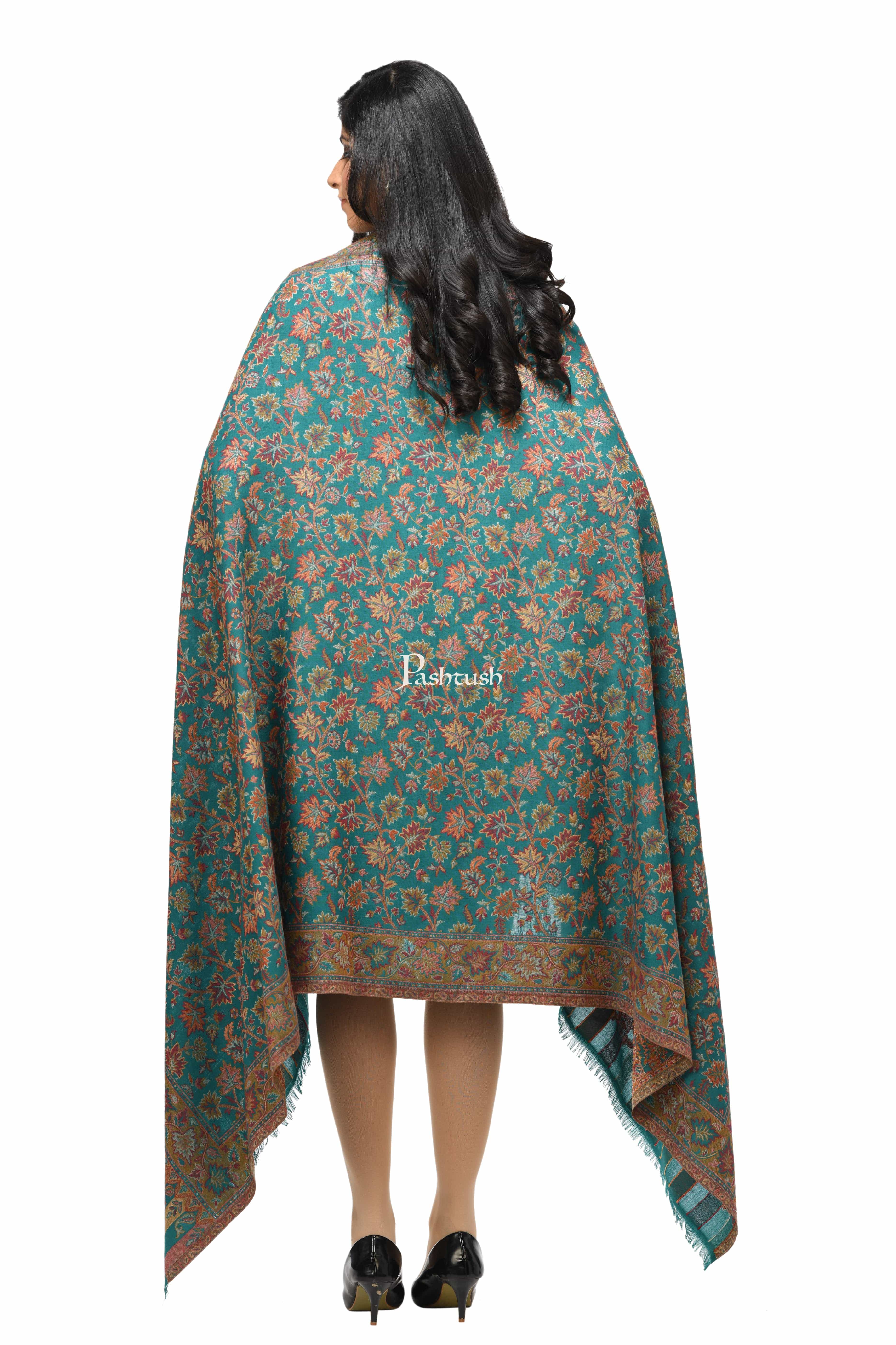 Pashwool Womens Ethnic Design Shawl, Light Weight, Soft And Warm, Arabic Sea - Image 5