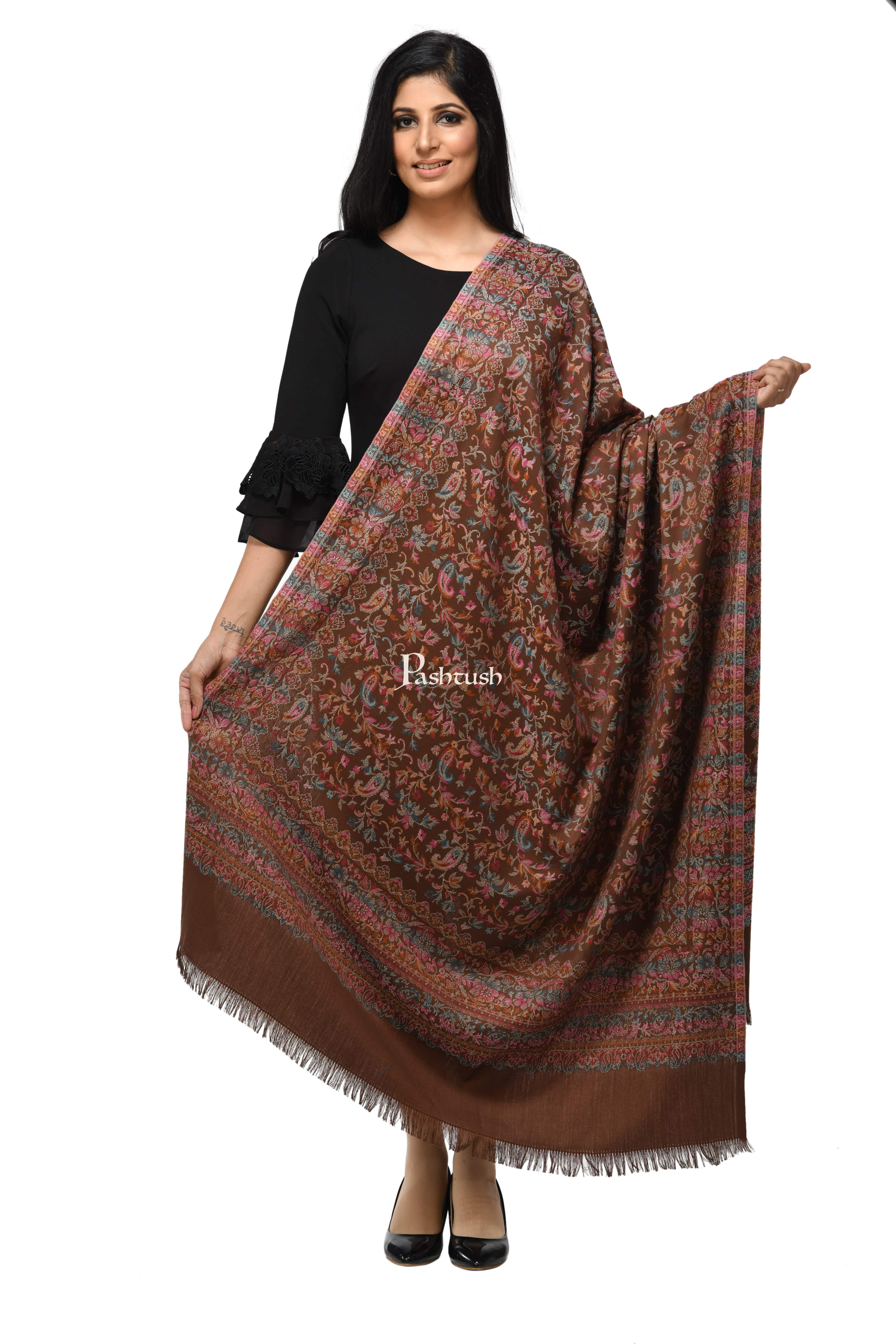 Pashwool Womens Ethnic Design Shawl, Light Weight, Soft And Warm, Sahara