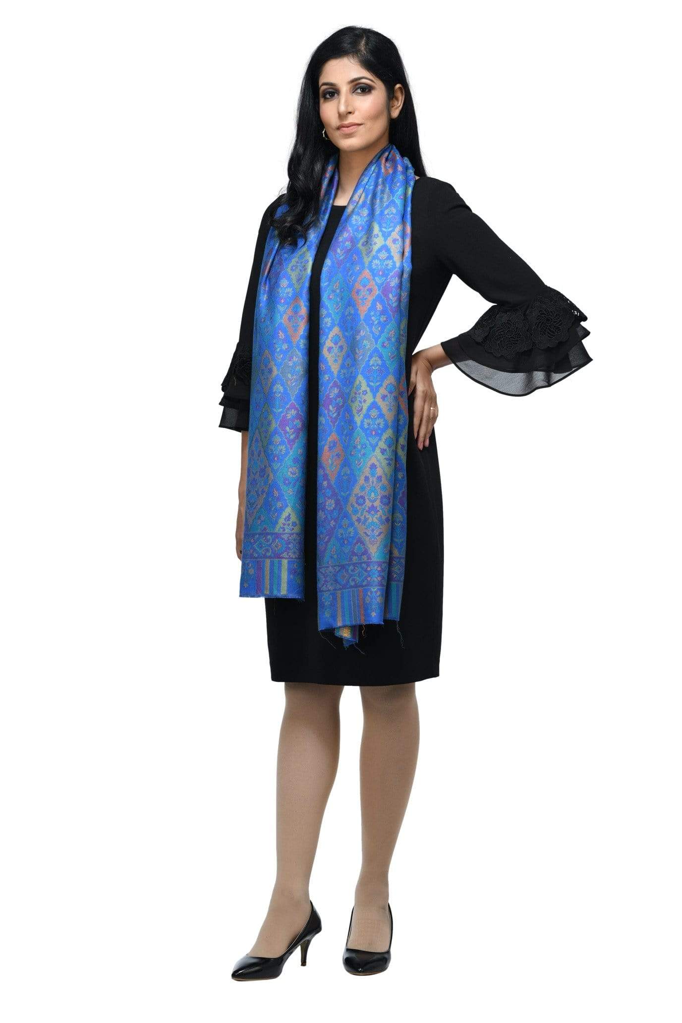 Pashwool Womens Extra Soft Bamboo Scarf, Woven Ethnic Design - Image 5