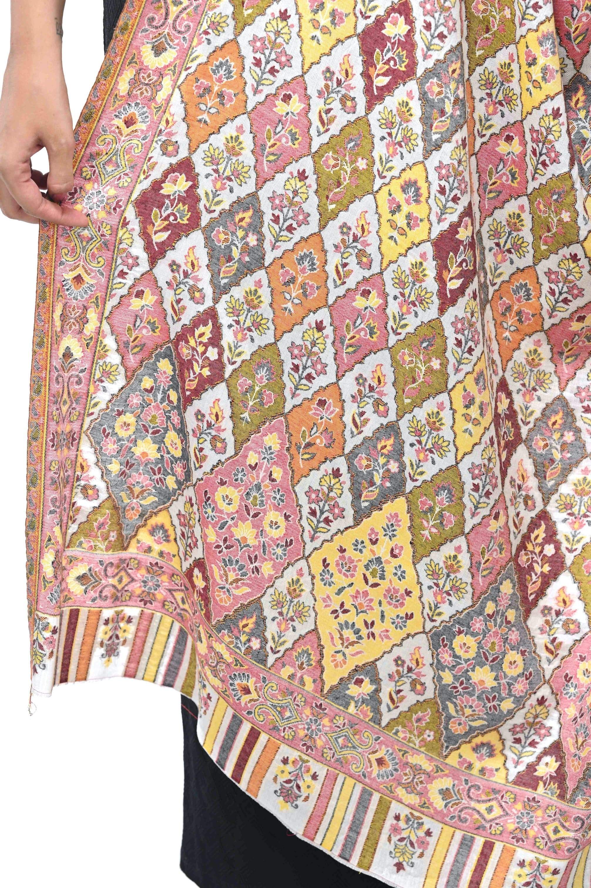 Pashwool Womens Extra Soft Bamboo Scarf, Woven Ethnic Design, Ivory - Image 5